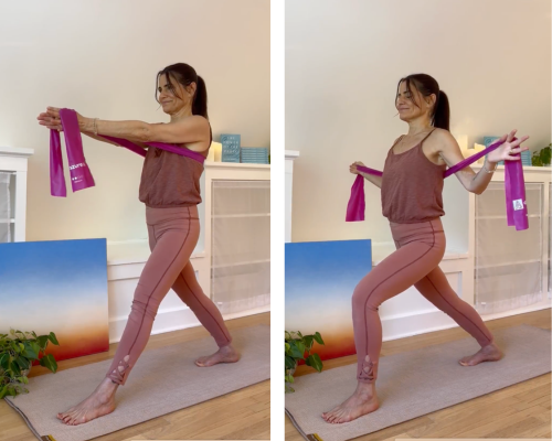 Warrior 1 Variation with Resistance Bands