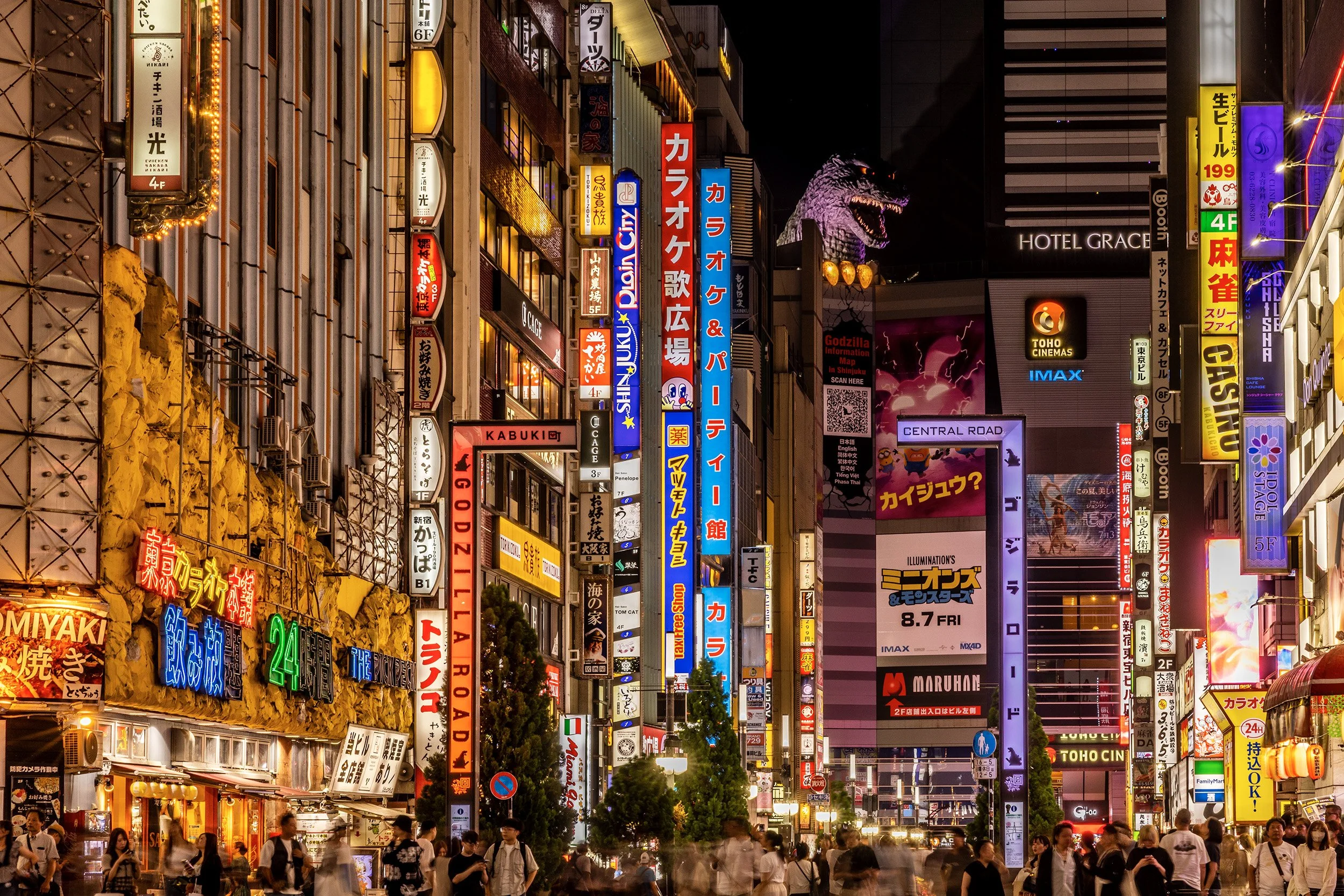 Neon Drenched Intersection - Tokyo, Japan
