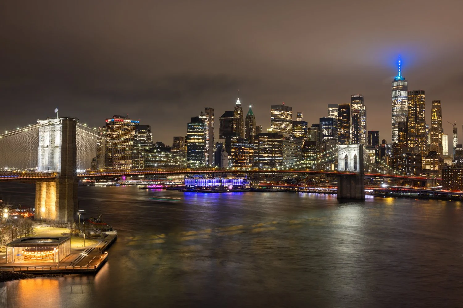 New York City Night Skyline - New York City, USA