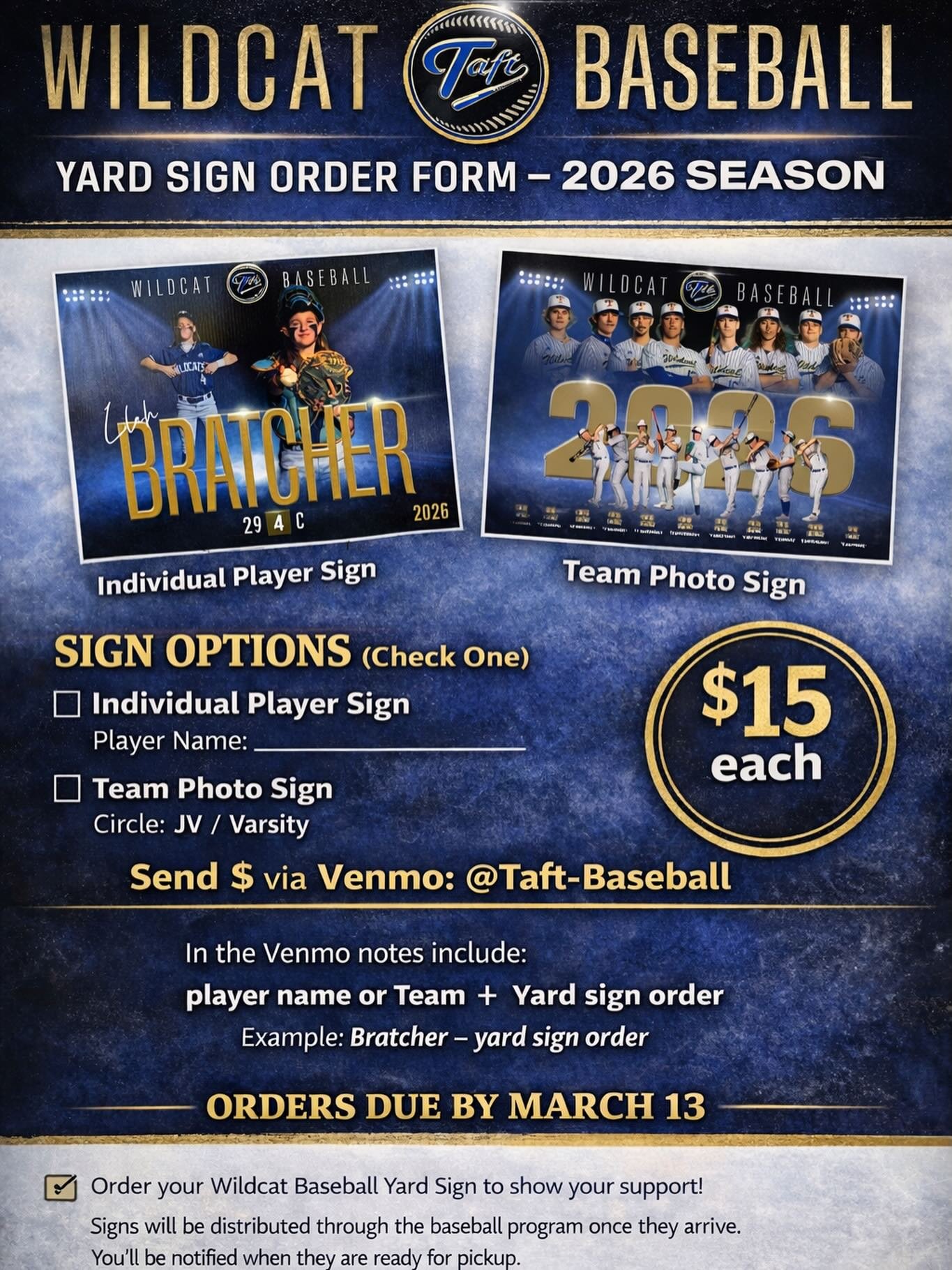 Show your Wildcats Baseball support with a personalized or team yard sign. Go &lsquo;Cats!