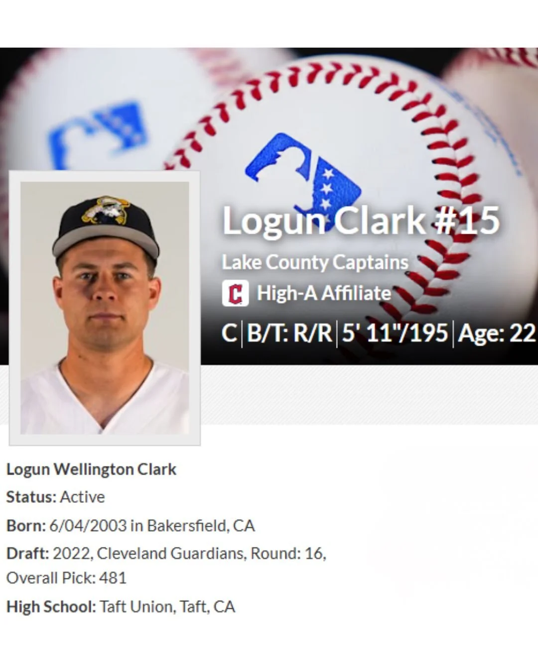 Congratulations to Logun Clark on being promoted to the Lake County Captains, the High-A affiliate for the Cleveland Guardians. Last year, he led the Lynchburg Hillcats to the 2025 Carolina League Championship.

Keeping making us proud Logun. Go &lsq