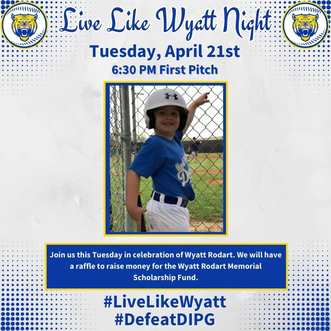 Join us this Tuesday for our annual Live Like Wyatt game. We will be wearing our #LLW jerseys while raising money for the Wyatt Rodart Memorial Scholarship. Make sure to stop by the game early to purchase your raffle tickets. Go &lsquo;Cats!