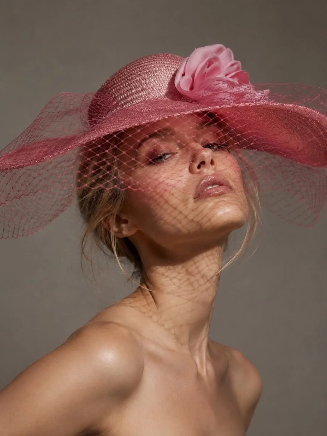 Oversized Pink Floral Statement Hat