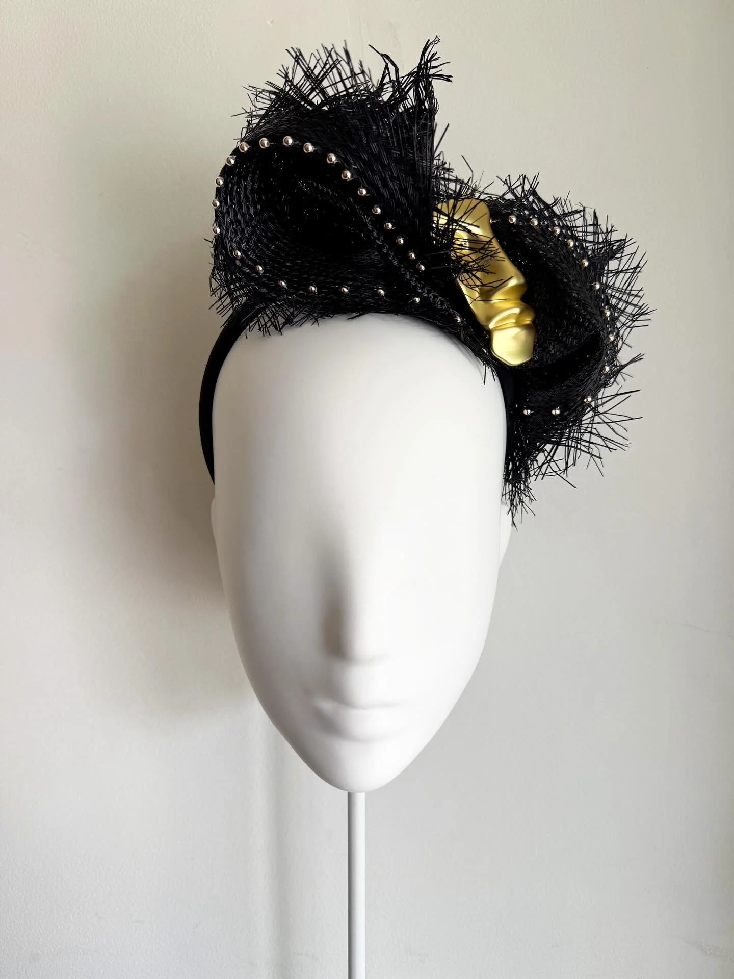 I just love her so much&hellip;&hellip;&hellip;&hellip;&hellip;&hellip;&hellip;&hellip;&hellip;.
Sculpted black straw with distressed edges, hand beaded sections &amp; cratered with a feature gold brooch, she&rsquo;s fun &amp; ready to play&hellip;&h