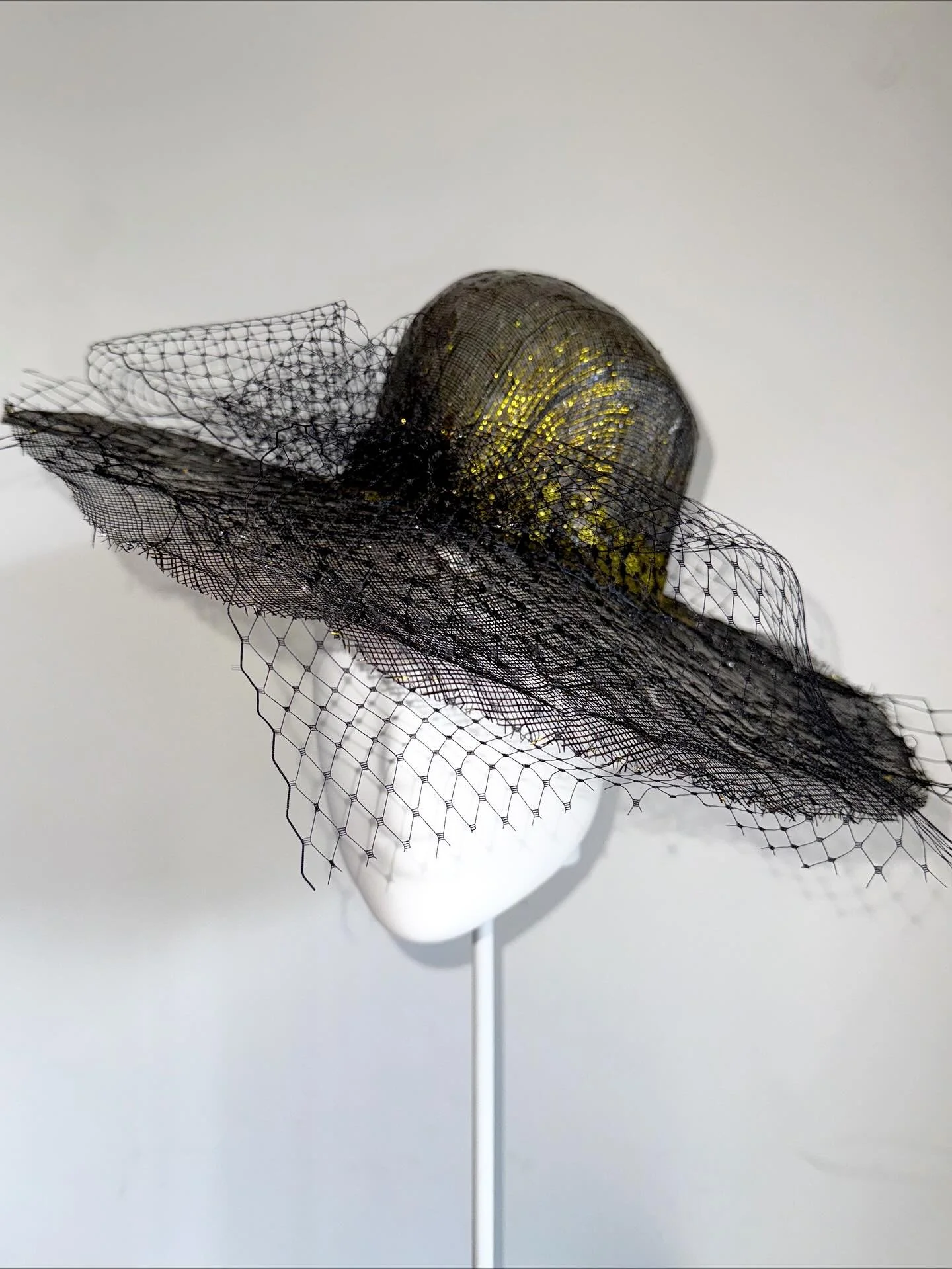 There&rsquo;s still time to stand out this Spring Racing Carnival 
Come &amp; see us at the studio for a styling session&hellip;&hellip;&hellip;&hellip;.. &hellip;. Introducing our resin dipped wide brim golden hat, decorated with delicate veiling &a