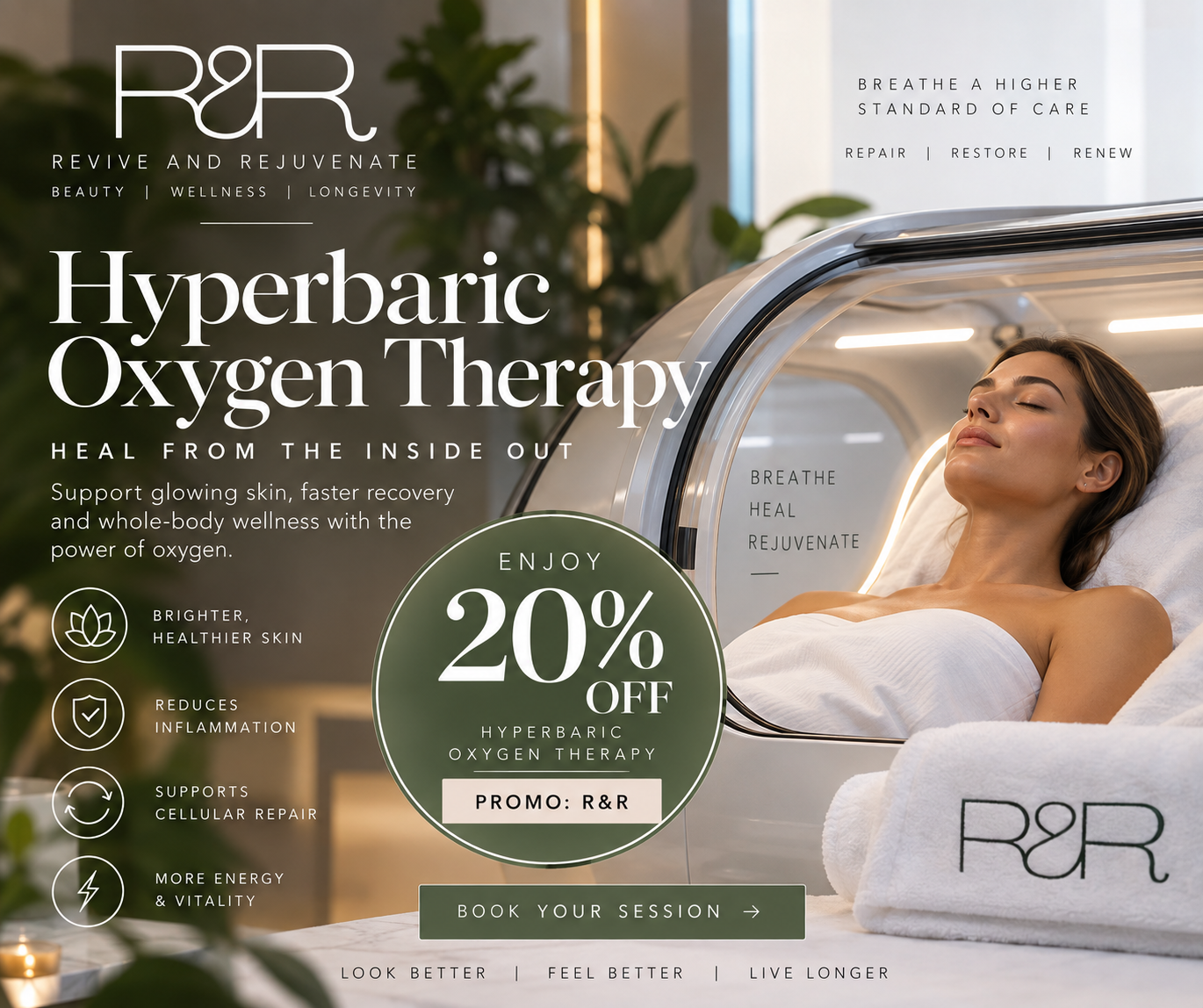 discounted hyperbaric oxygen therapy to increase collagen and healing post surgery