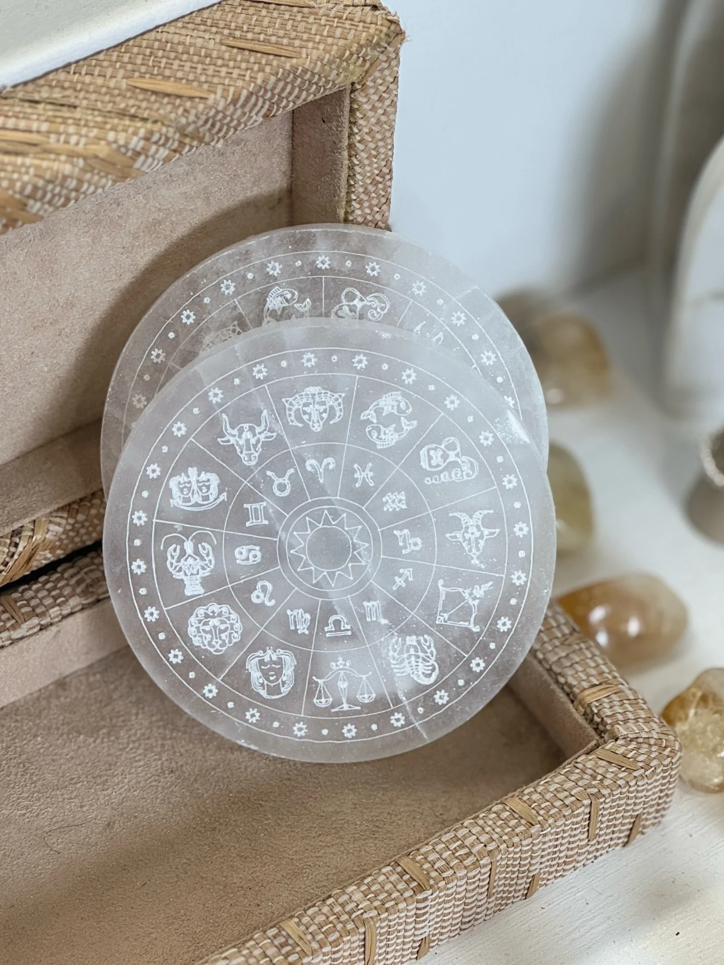 Something new to fall in love with… โจ
Our new Astrology Wheel Selenite Charging Plate is a beautiful addition to any crystal collection. ๐
Selenite is a powerful healing crystal, known for promoting peace, calm, mental clarity, and overall