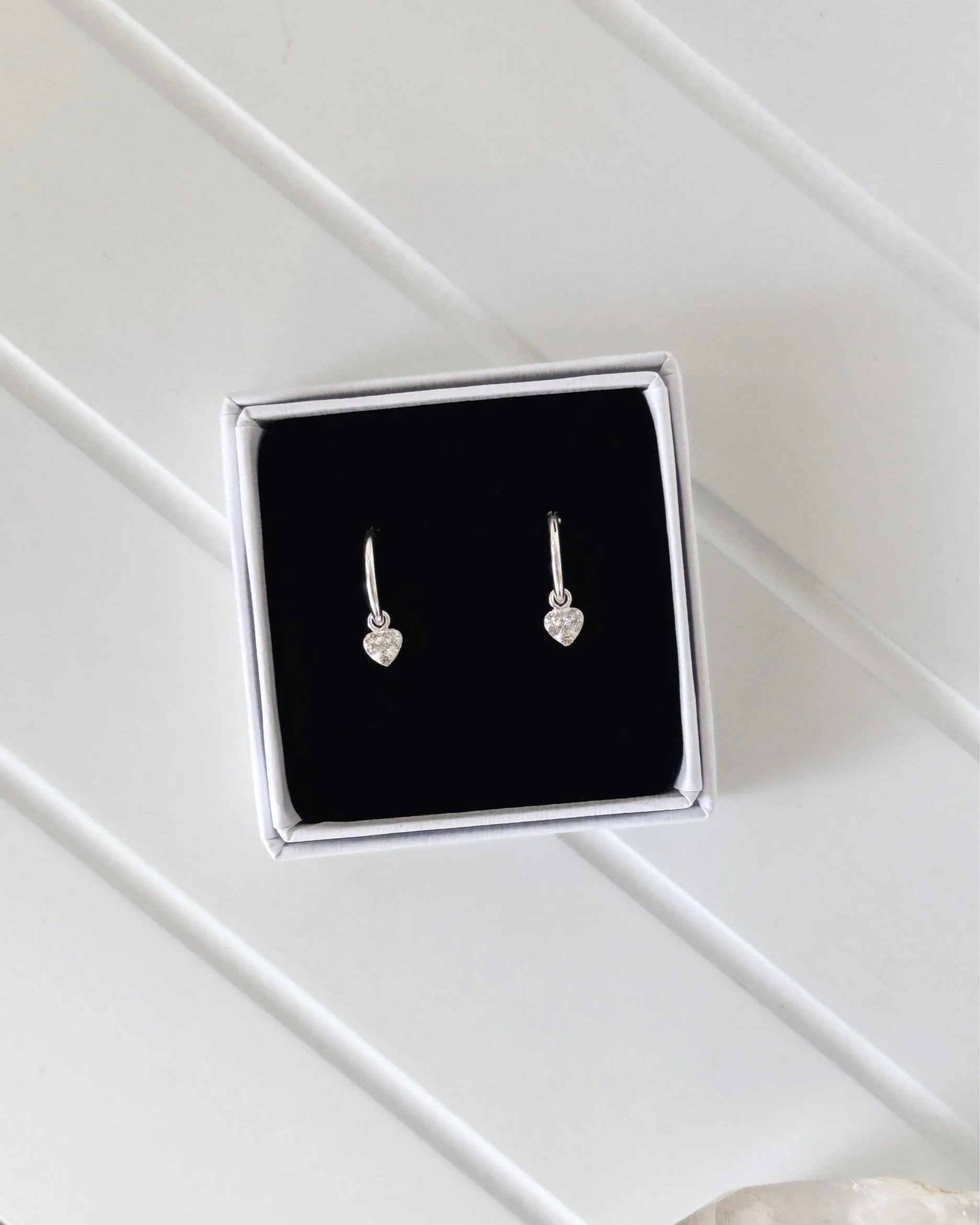 NEW Sterling Silver Heart Hoop Earrings