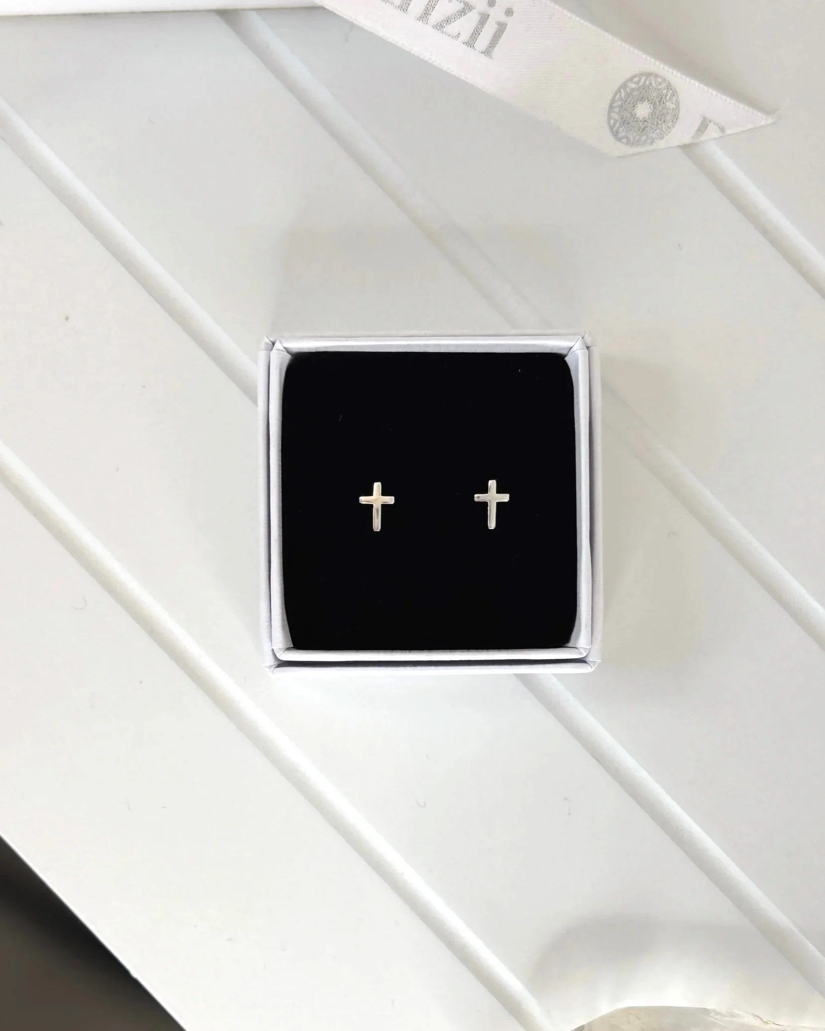 Sterling Silver Cross Stud Earrings