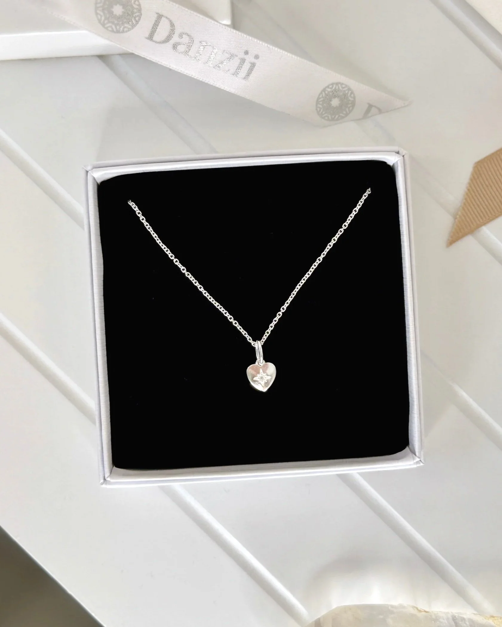 Sterling Silver Heart with Star Necklace