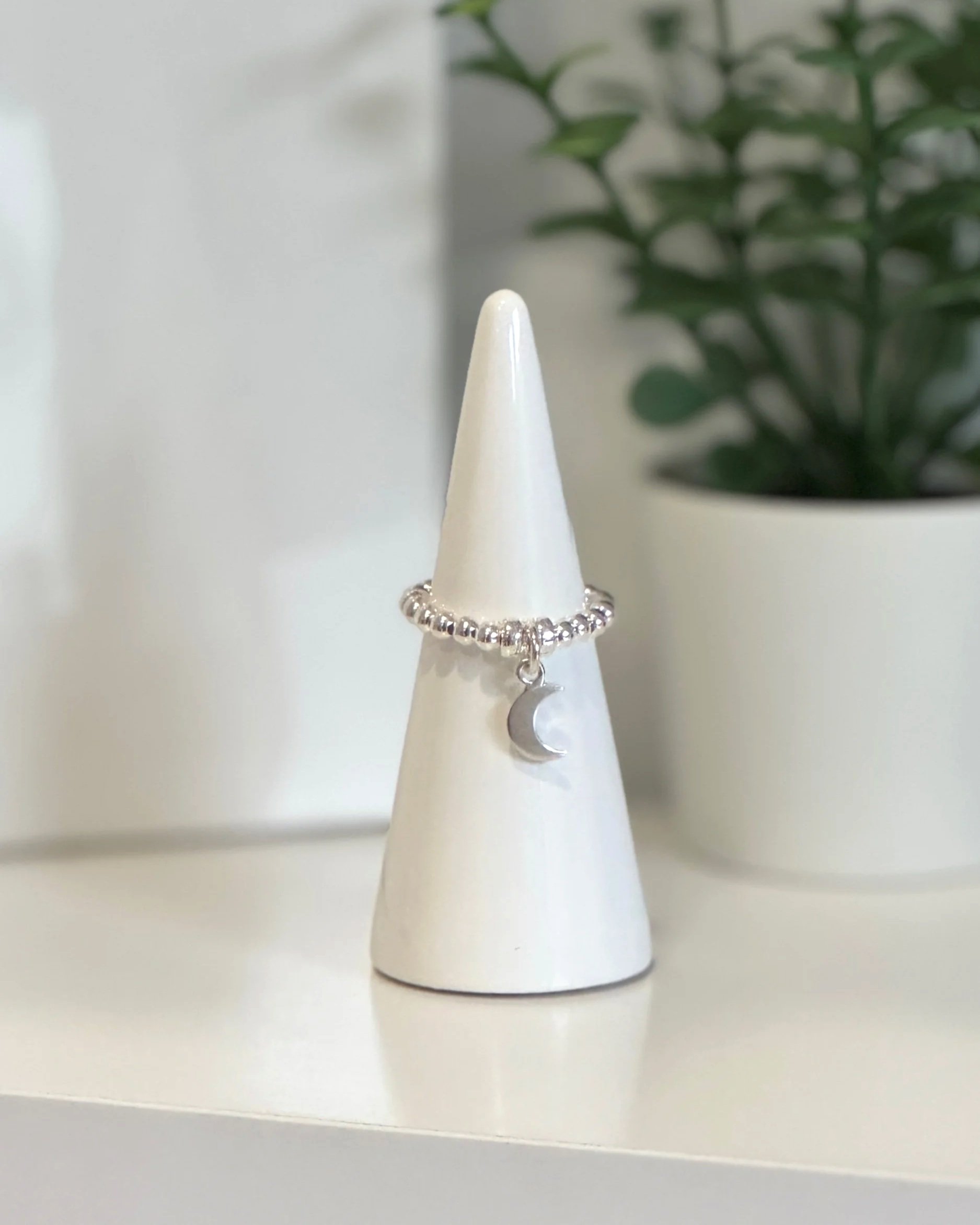 Sterling Silver Moon Charm Ring