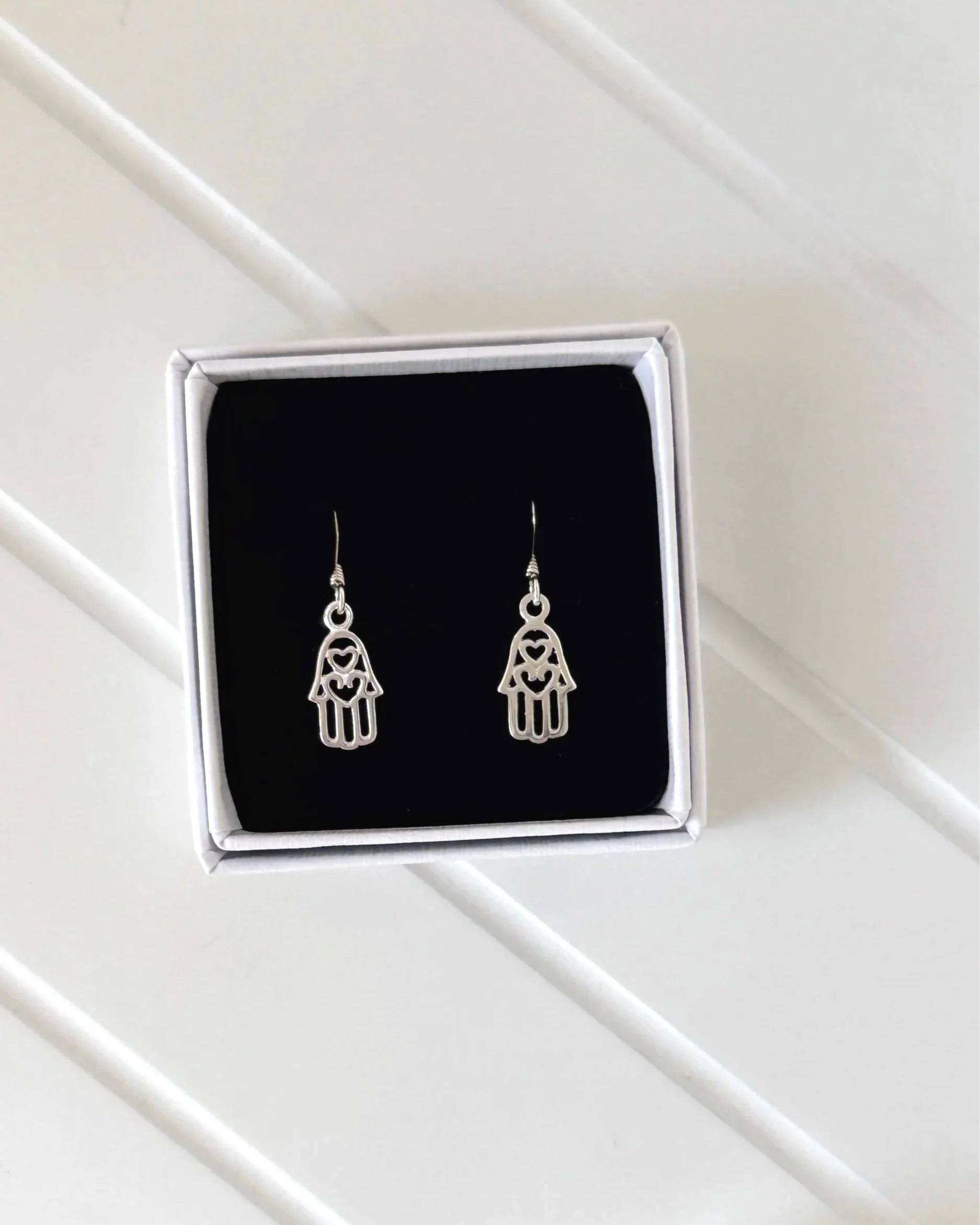 NEW Sterling Silver Hamsa Hand Hook Earrings