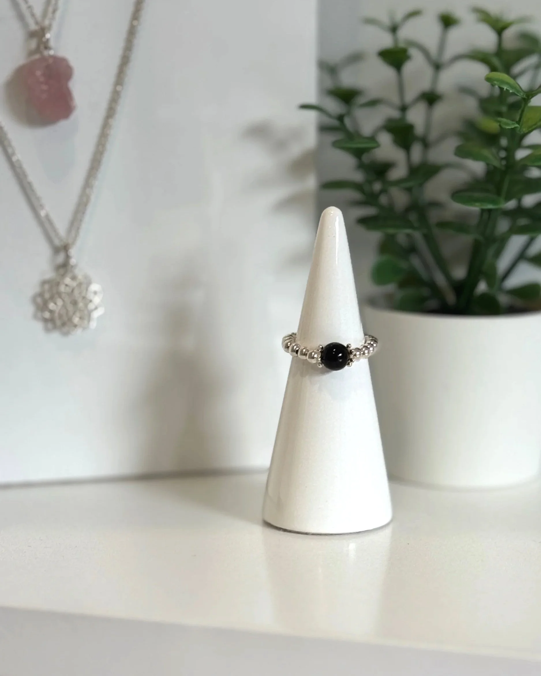 Sterling Silver Black Tourmaline Ring