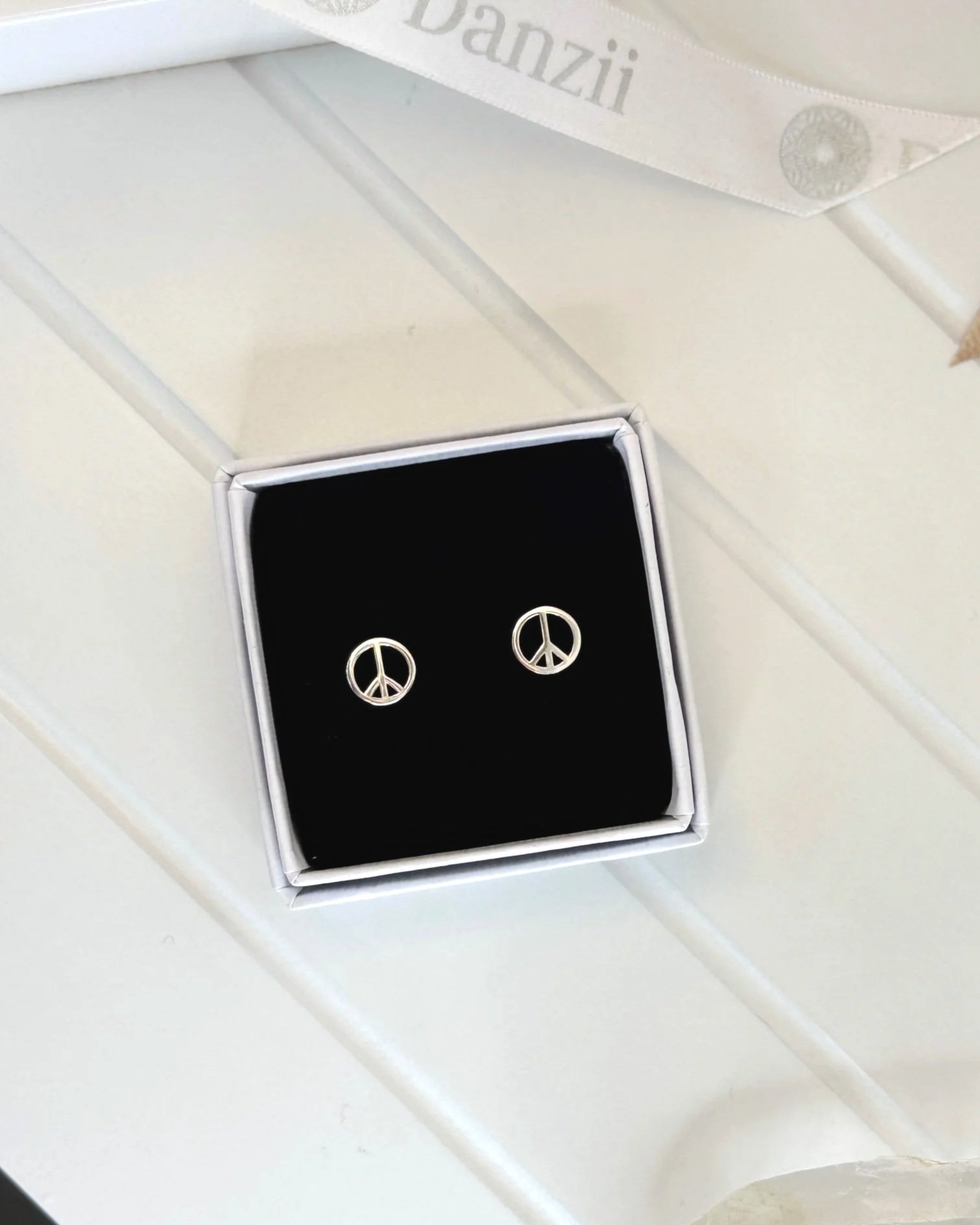 Sterling Silver Peace Symbol Stud Earrings