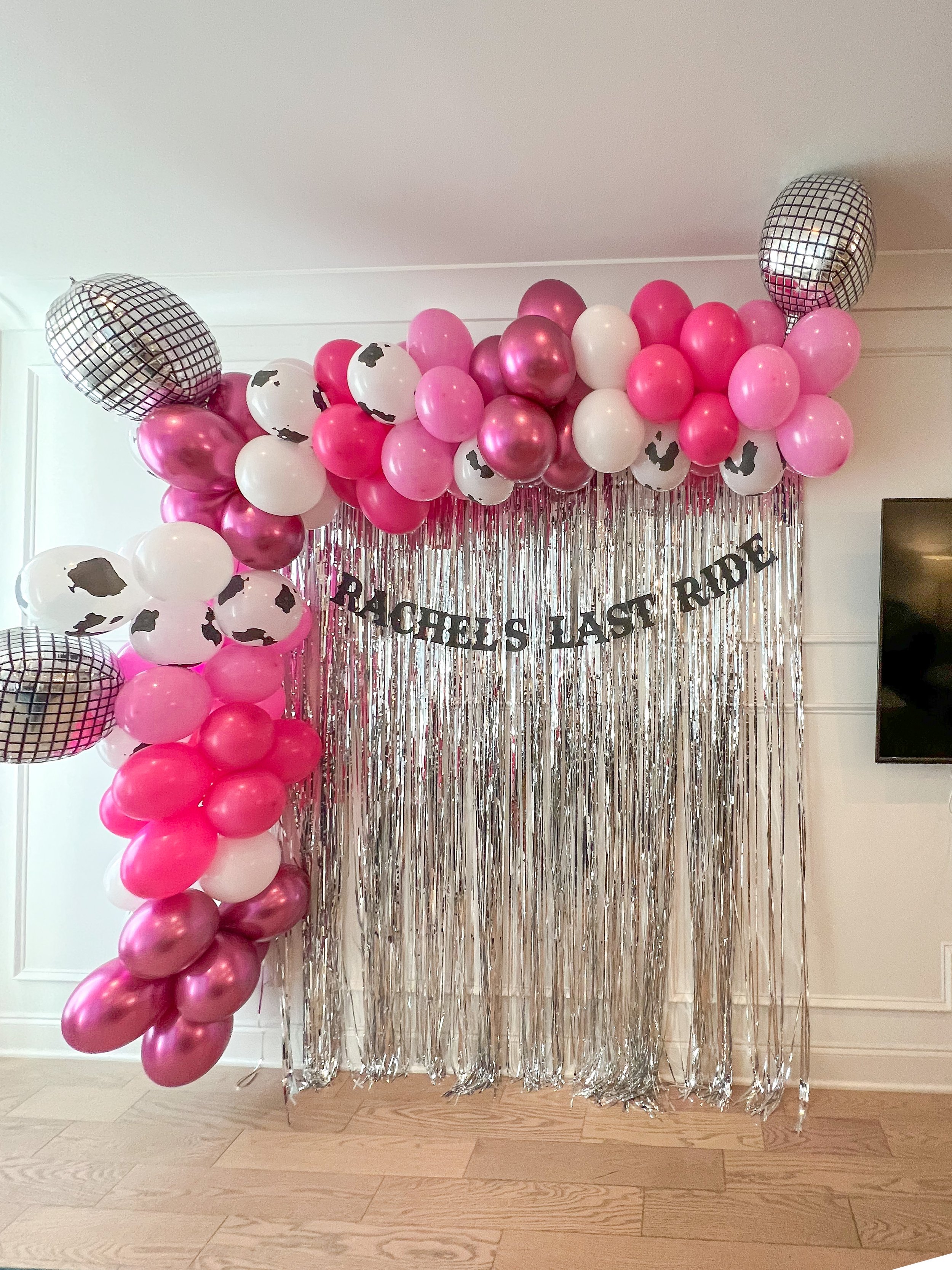 Silver Swirl Danglers, Pink Bachelorette Decorations