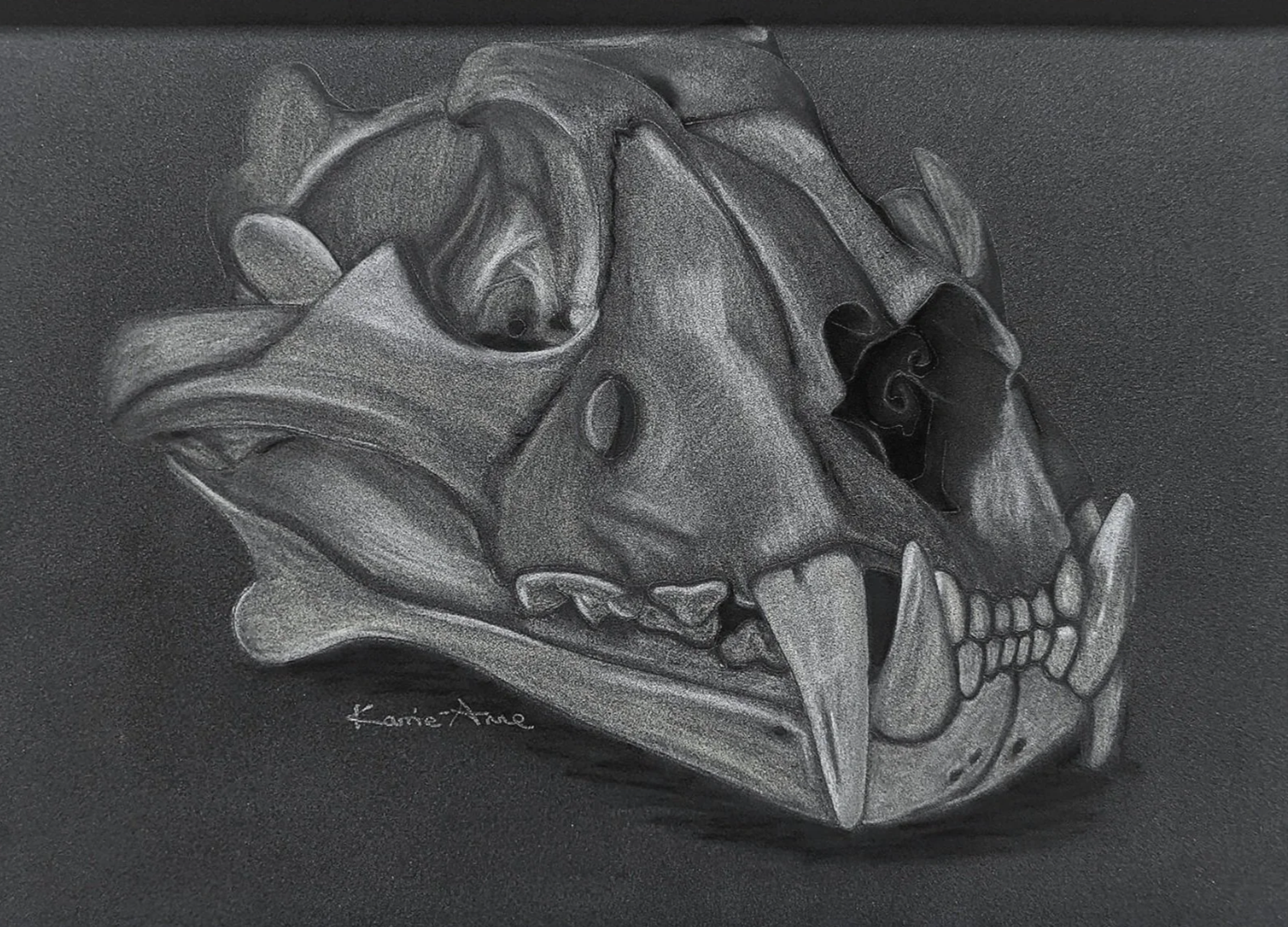 "Remnant". Pastel Original. Skull artwork