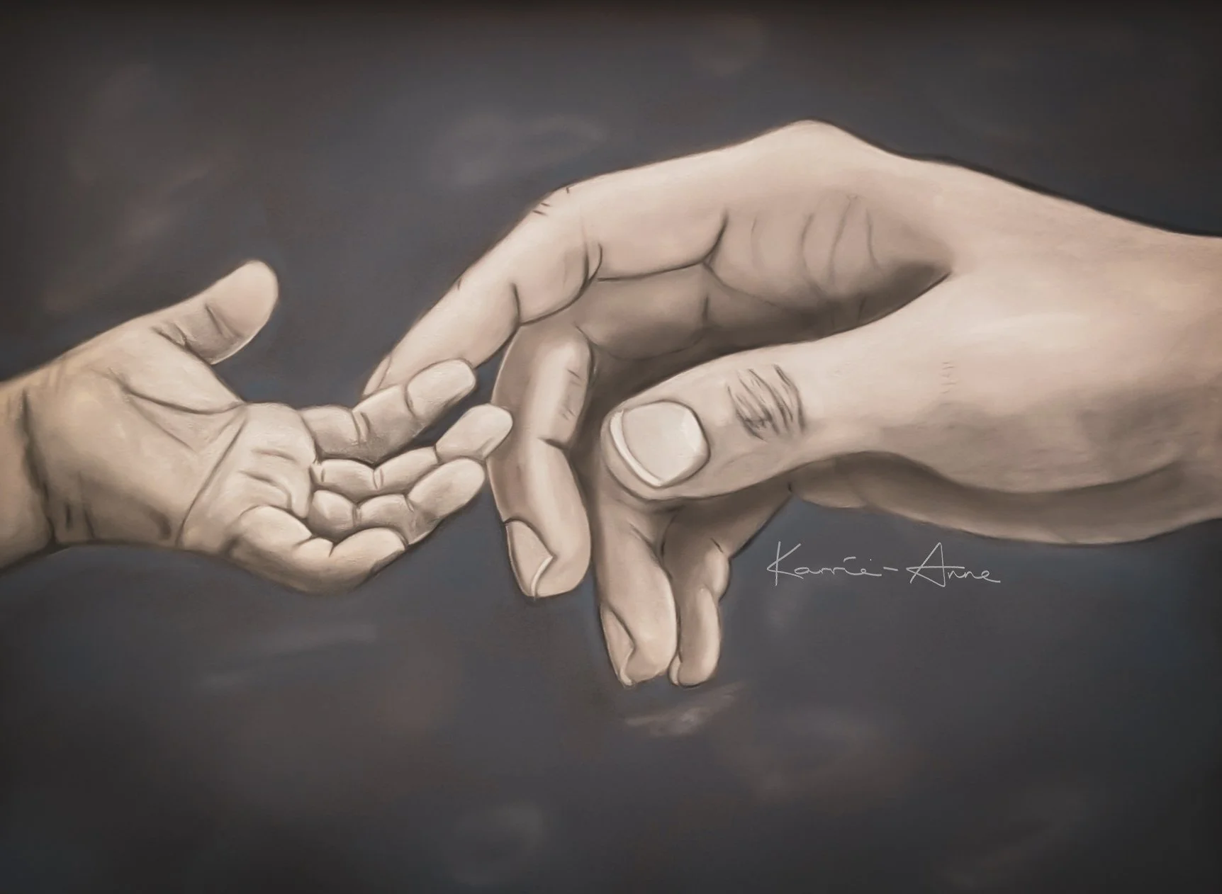 	
"Kin". Pastel Original. Hands artwork