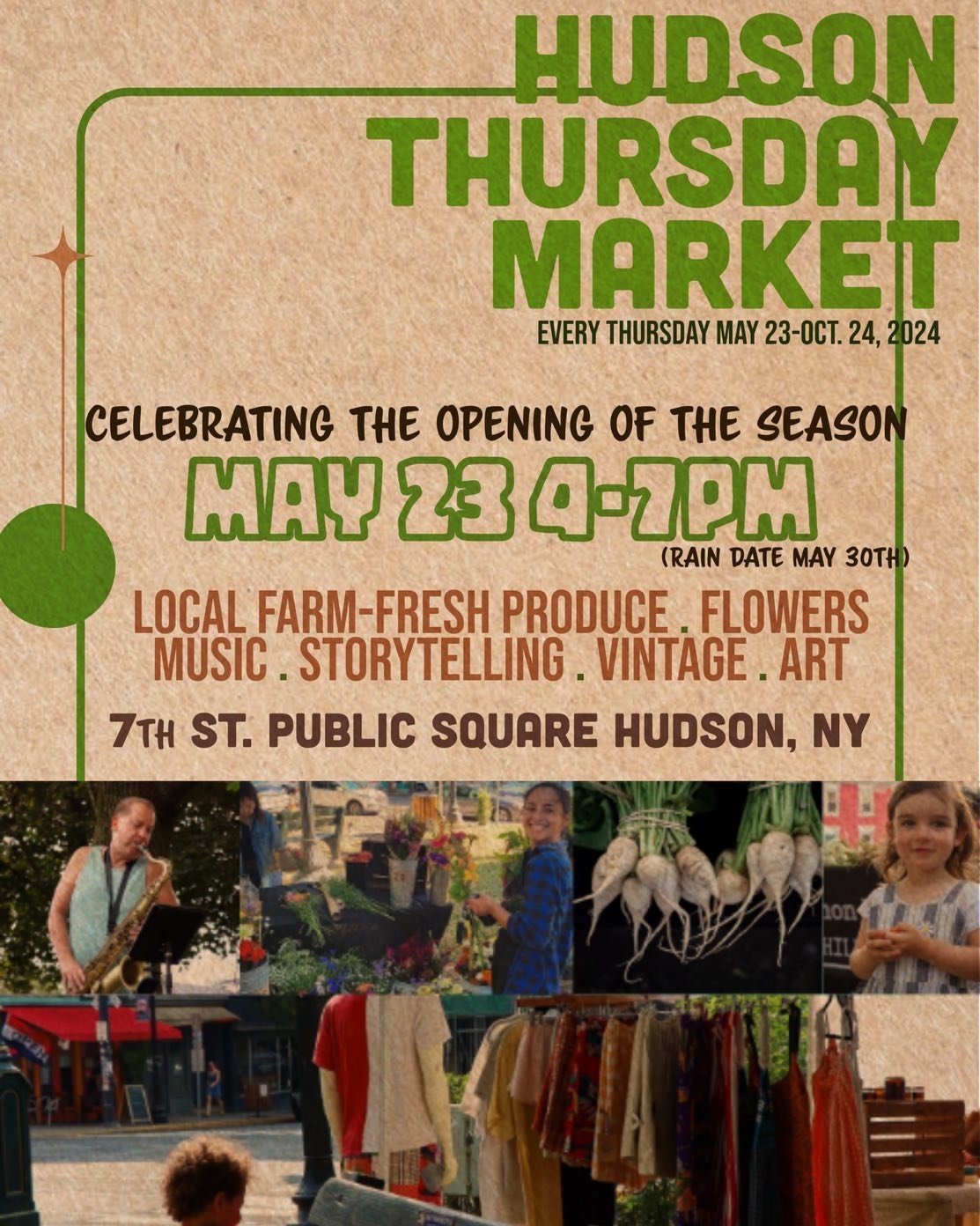 The Thursday Market is back in the Public Square! Join us for the kick off May 23rd. #fopshudson