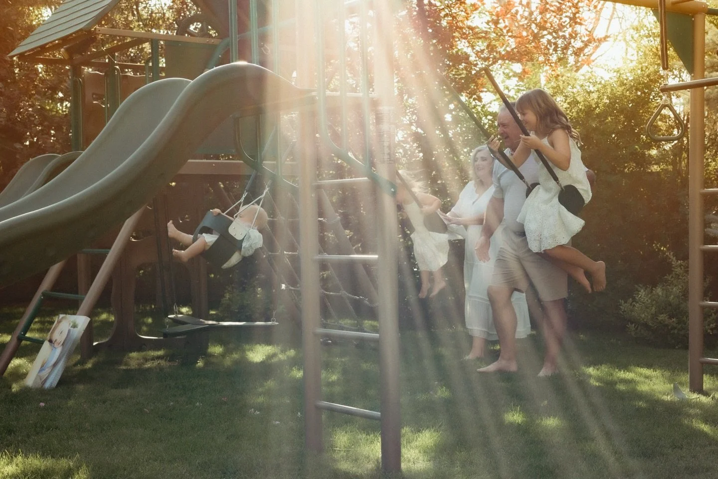 The sun was sunning.

Some sessions you direct. Some you follow. Some you just try to keep up and hope you&rsquo;re fast enough to catch what&rsquo;s happening.

Grandparents who live across the country. A backyard. Kids who had no idea they were mak