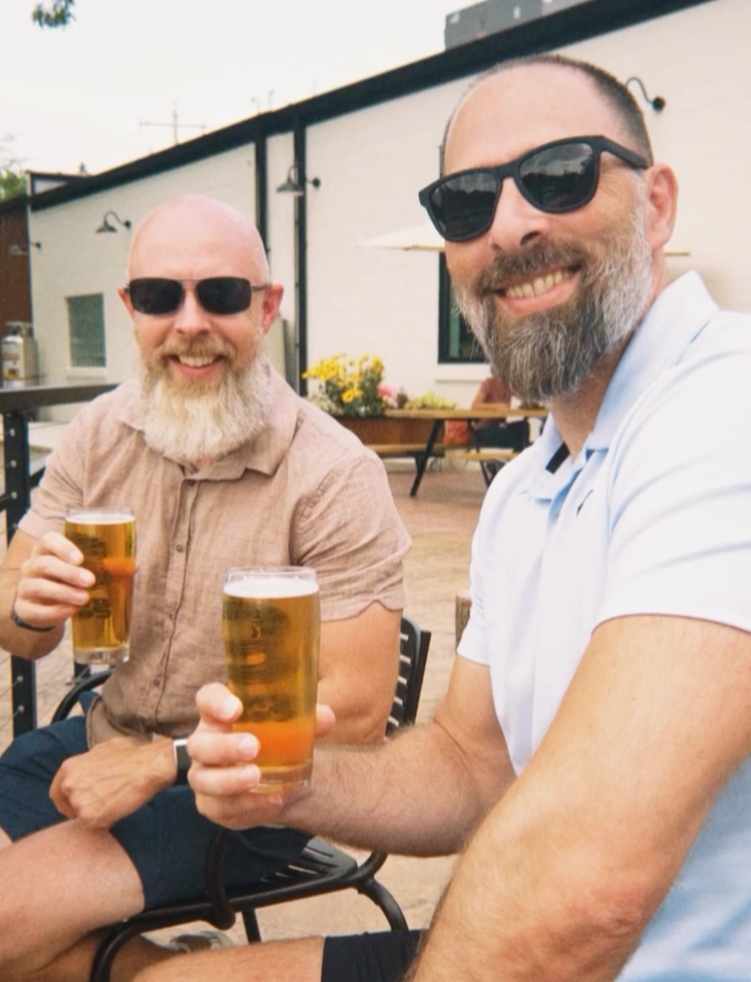 Nicolet Ale Works founders Jeremy Voss and Ben Rank enjoying beers together.