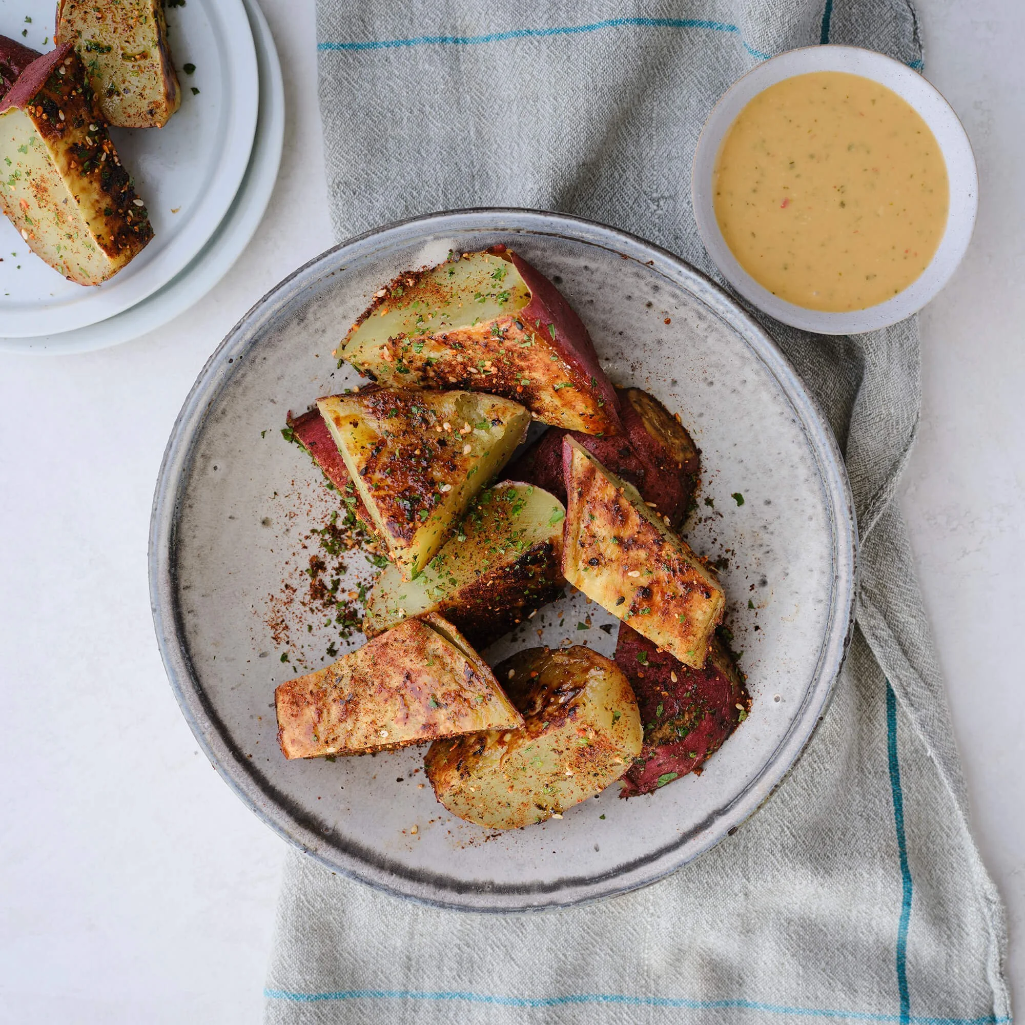Garlic Roasted Japanese Sweet Potatoes