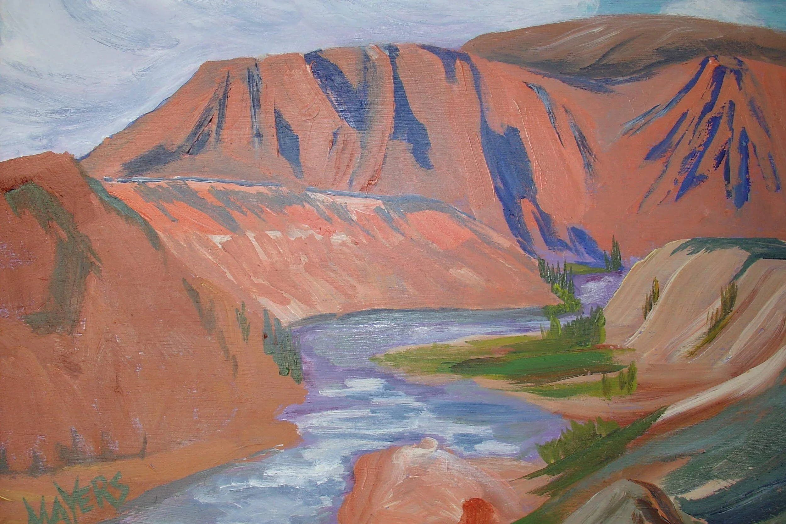 Farwell Canyon Chilcotin River (2009)
Acrylic on Hardboard 25" x 21" CAD $165