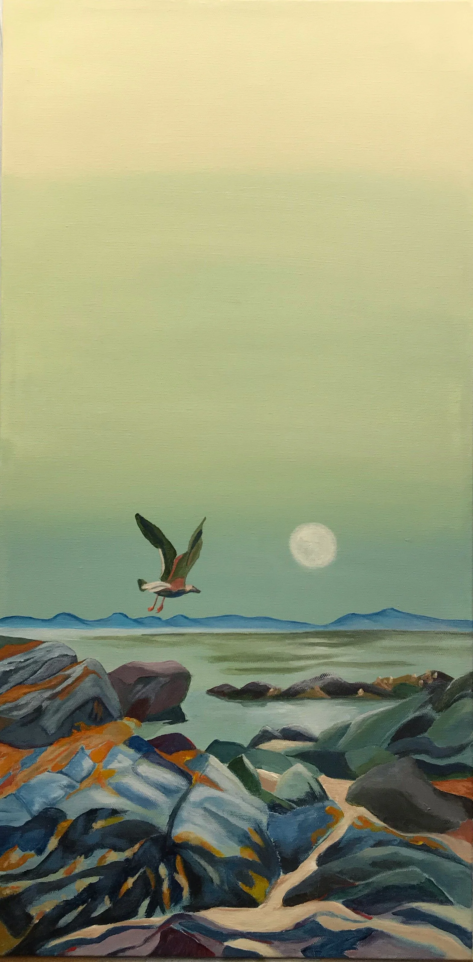 Moonlight Over the Sea 
12" X 24" Acrylic on Canvas
SOLD