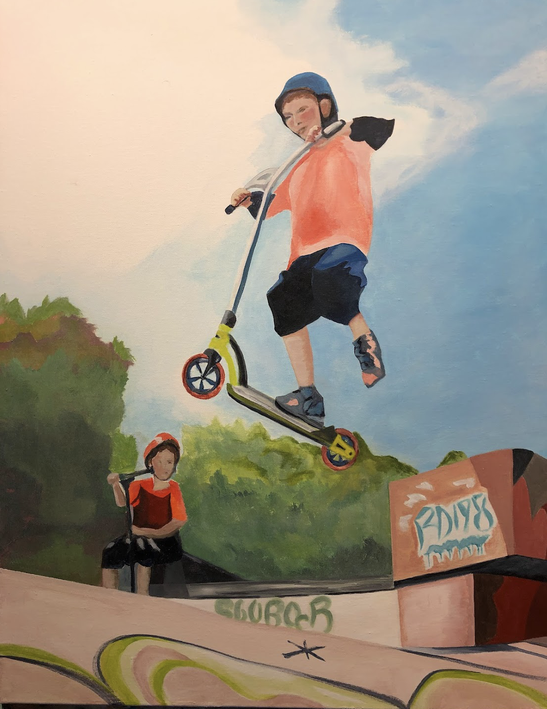 Skate Park - Commission for 
Okotoks Parks & Rec Office 
Acrylic on Gallery Canvas 22" x 28" NFS