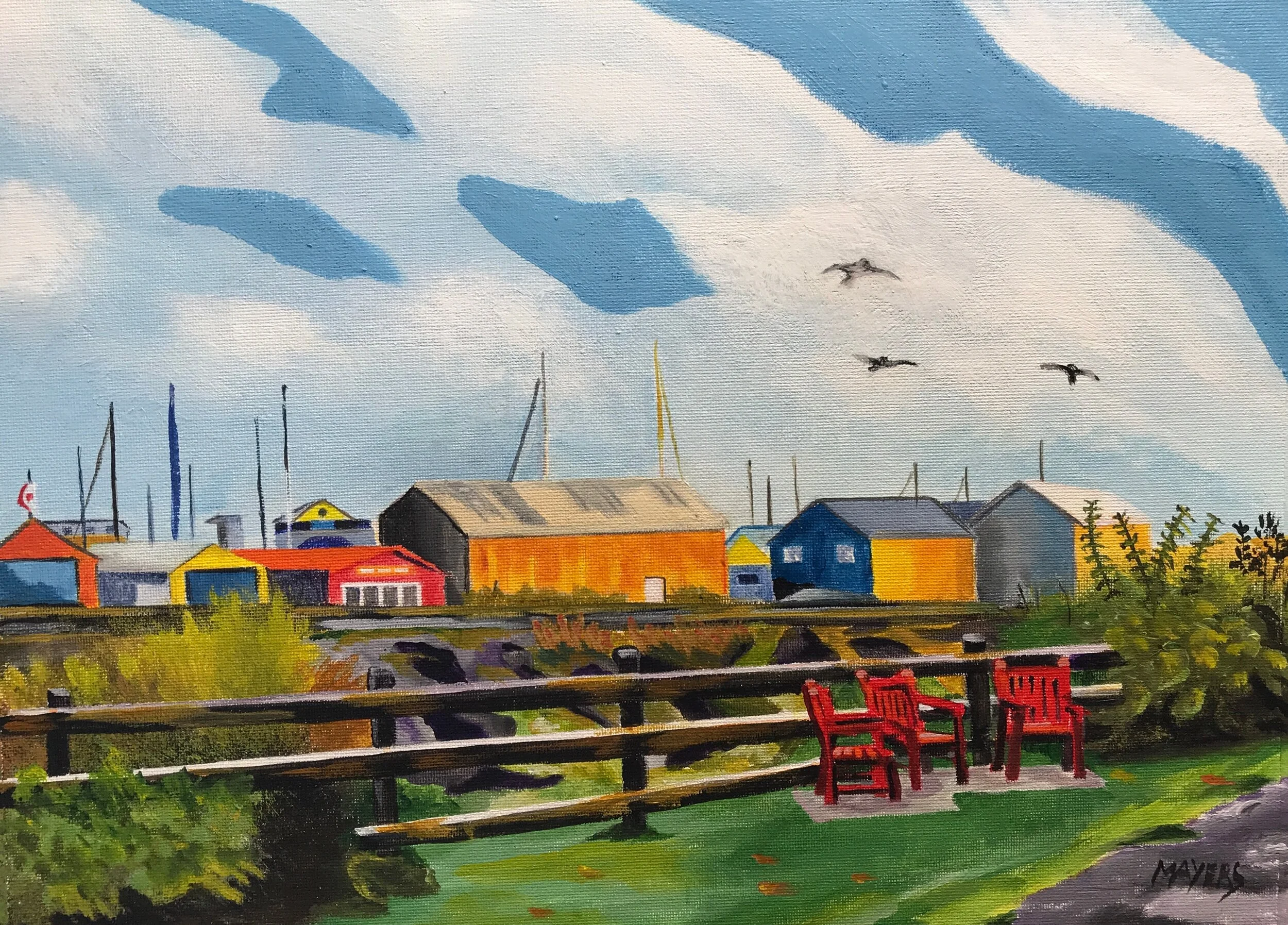 Mosquito Creek Marina from Burrard Yacht Club Walkway
Acrylic on Canvas Sheet 12" x 9" CND$160