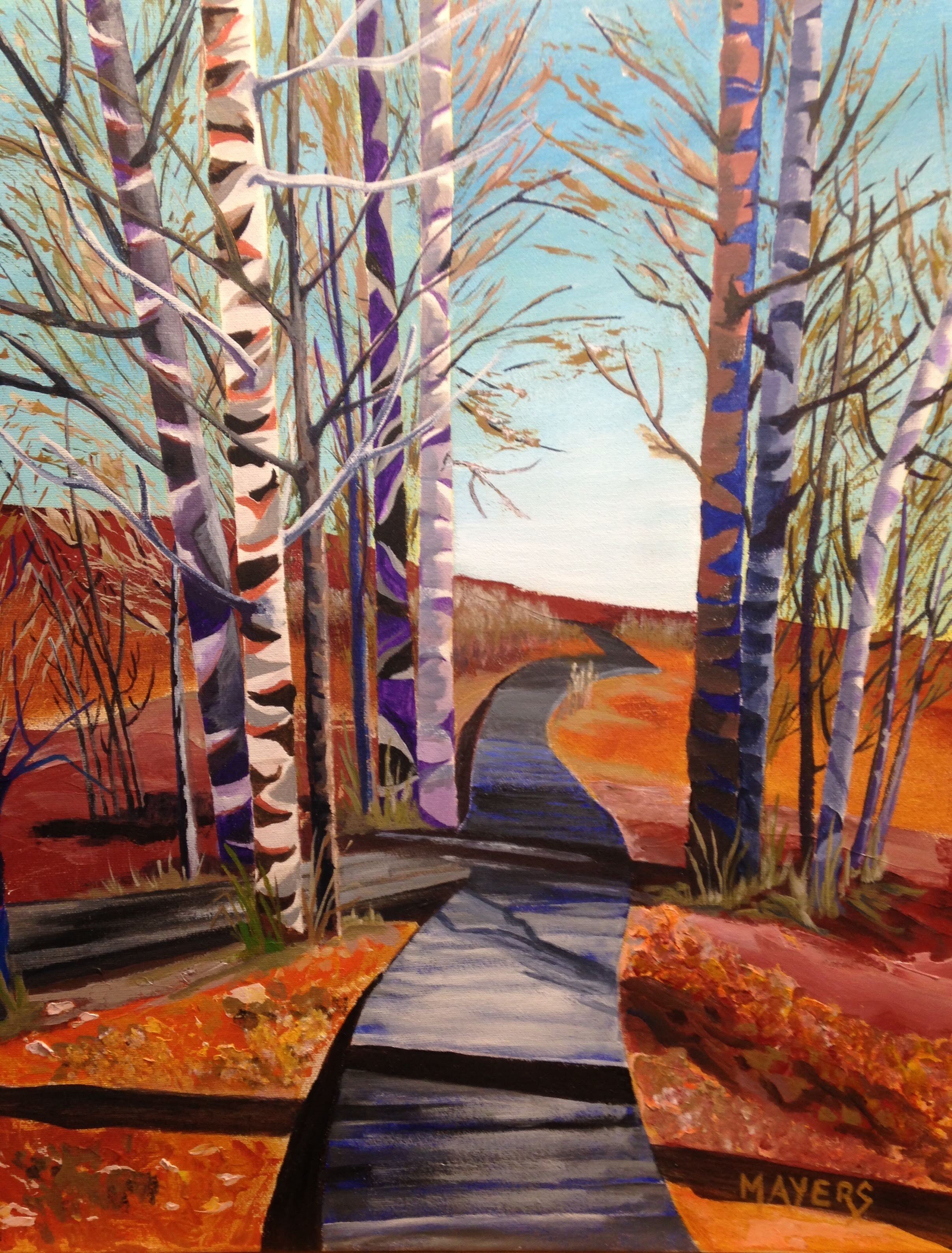Creston Wildlife Valley Boardwalk
Acrylic on Gallery Canvas 16" x 20" 
$400. CAD