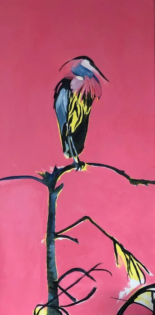 Great Blue Heron in Pink
12" X 24" Acrylic on Canvas 
GIFT