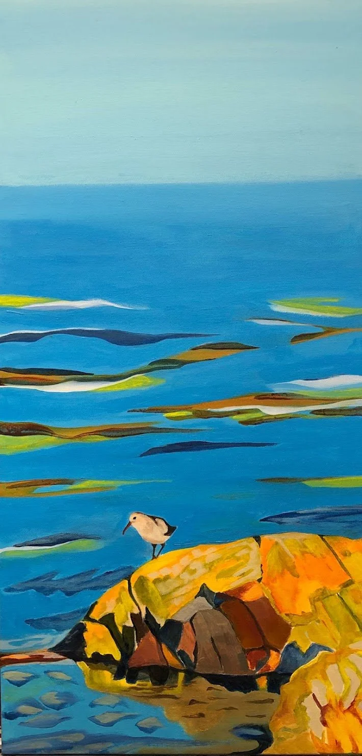 Shoreline Curlew - 
Acrylic on Canvas 12" x 24" 
$200  CAD