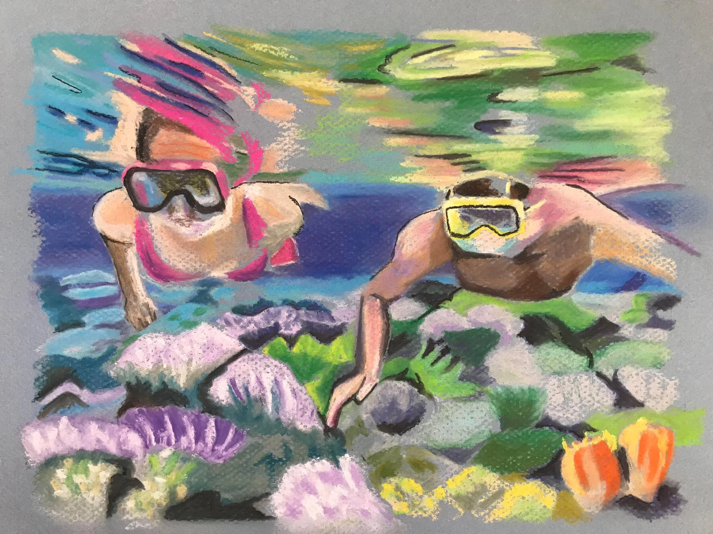 Ocean Snorkelling
Chalk Pastel on paper  9" x 12" CND$80
