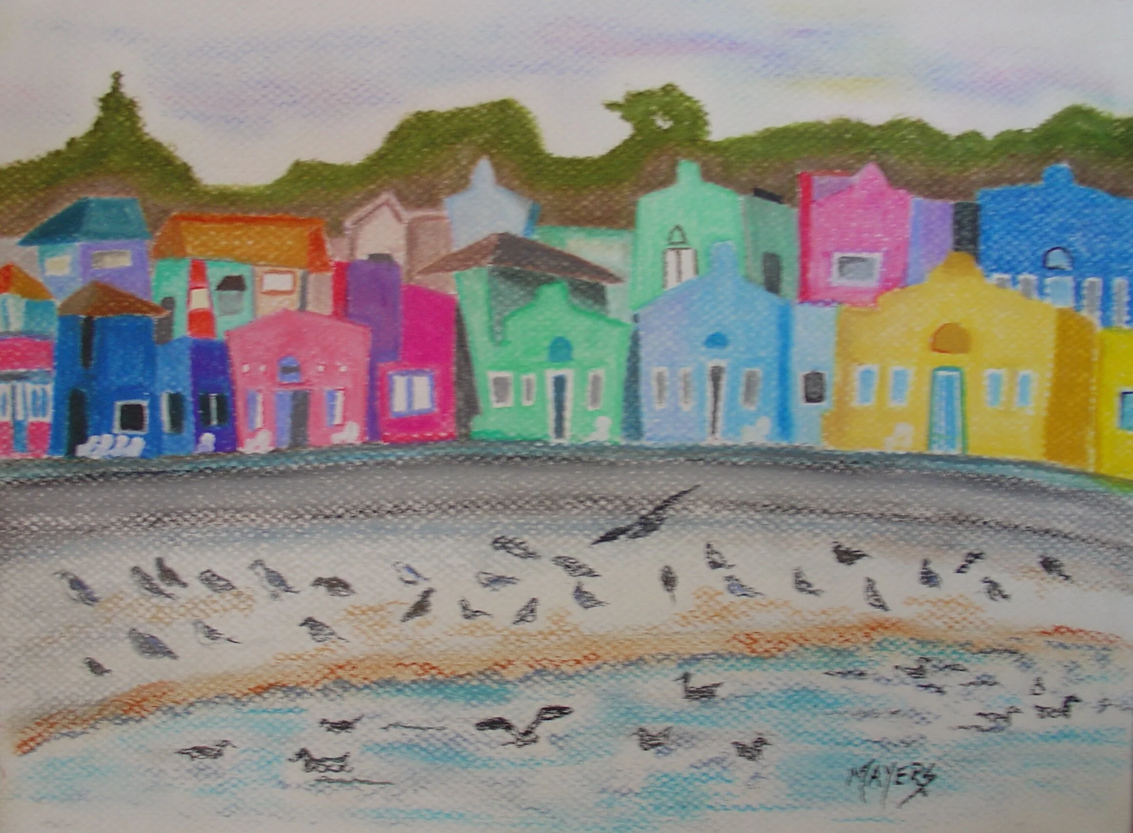 Capitola Beachside Village 
9" X 12" Chalk Pastel CAD$80