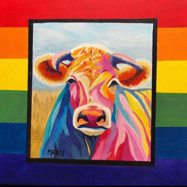 Novelty Cow with Stripes
Acrylic on Canvas
12" x 12"
$125