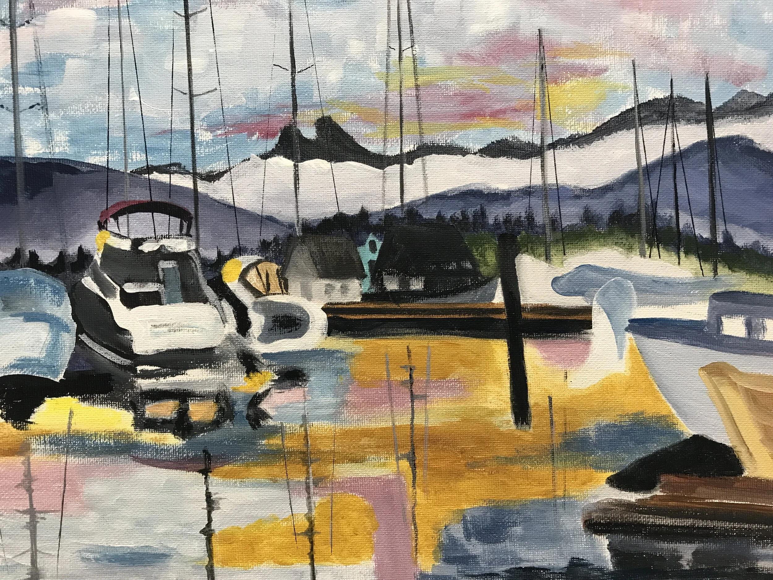 Mosquito Creek Marina #2 Framed
Acrylic on Canvas board 9" x 12" CND$180