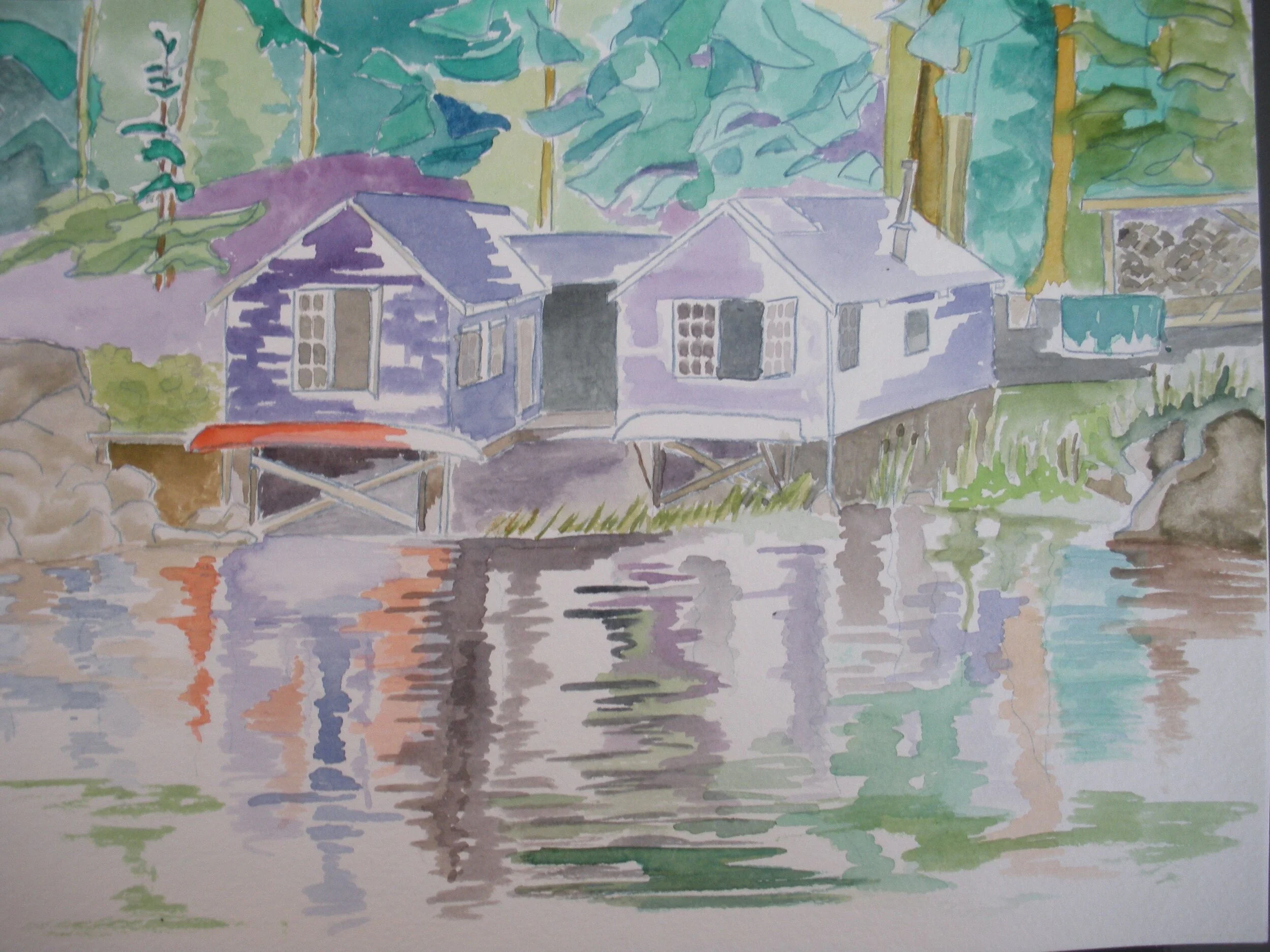 Refuge Cove, West Redonda Island, BC -  Cabins #2
Watercolour on paper 9" x 12" CND$80