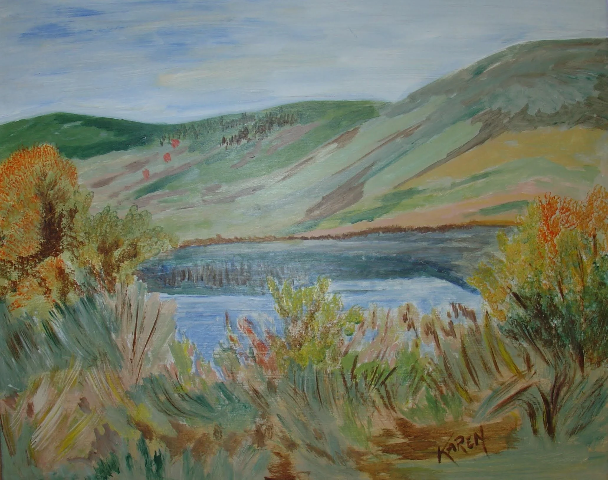 Alkali Lake Marsh (2009)
Acrylic on Hardboard  25" x 21"  CAD $165