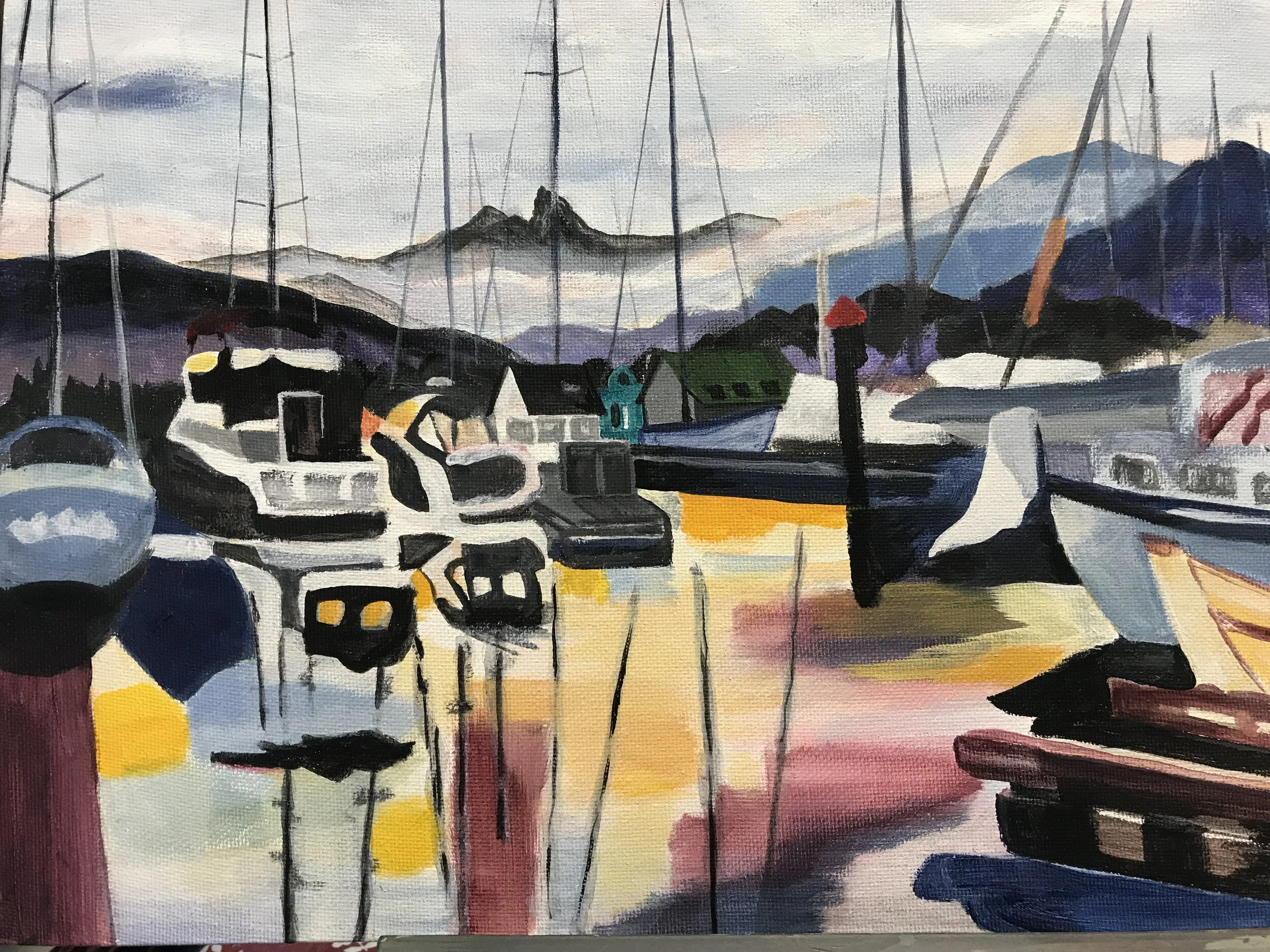 Mosquito Creek Marina #1 Framed
Acrylic on Canvas board 9" x 12" CND$180
