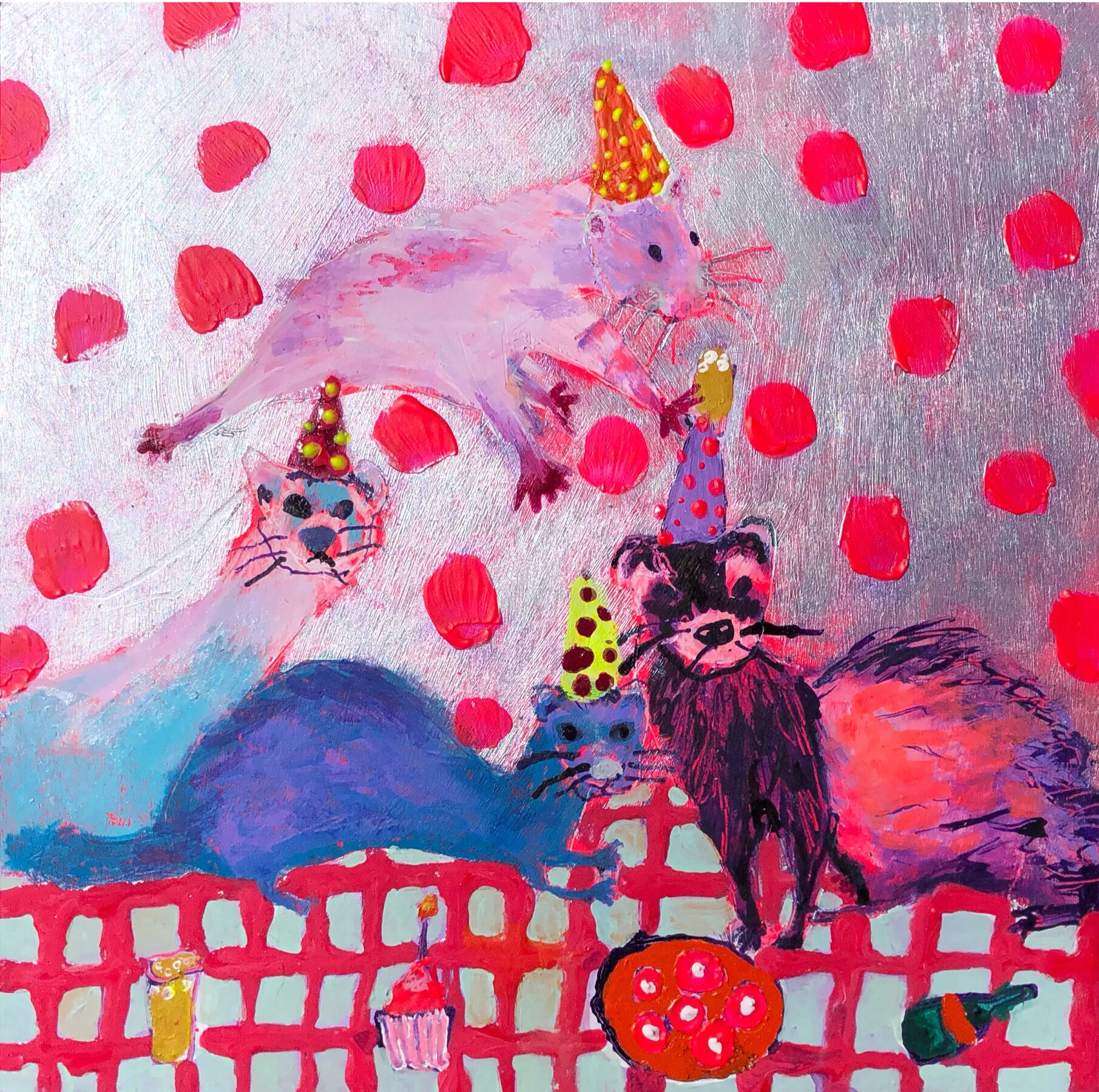 Drawing | Illustration | Animal | Ferrets | Party | 
 Trudi Esberger