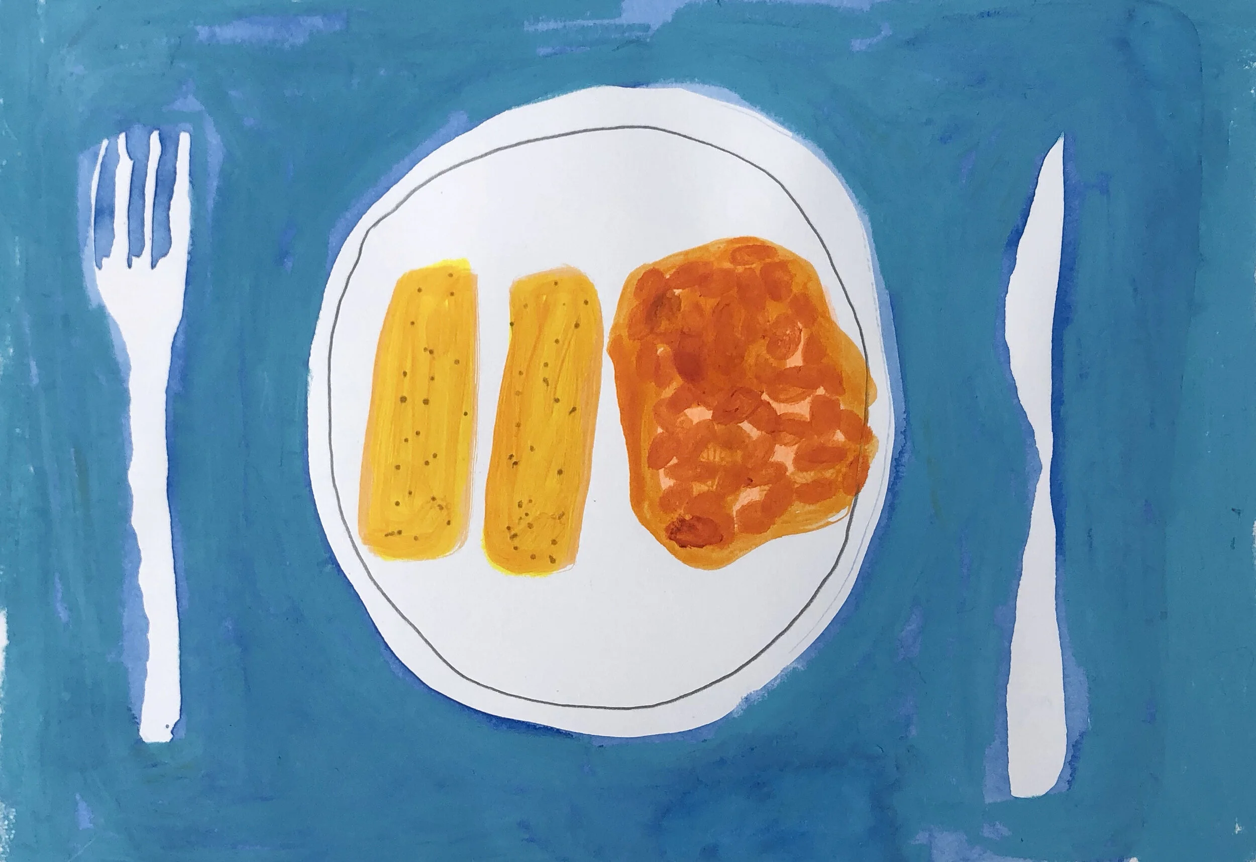 Drawing | Illustration | Fish Fingers | Tea | Beans | Trudi Esberger