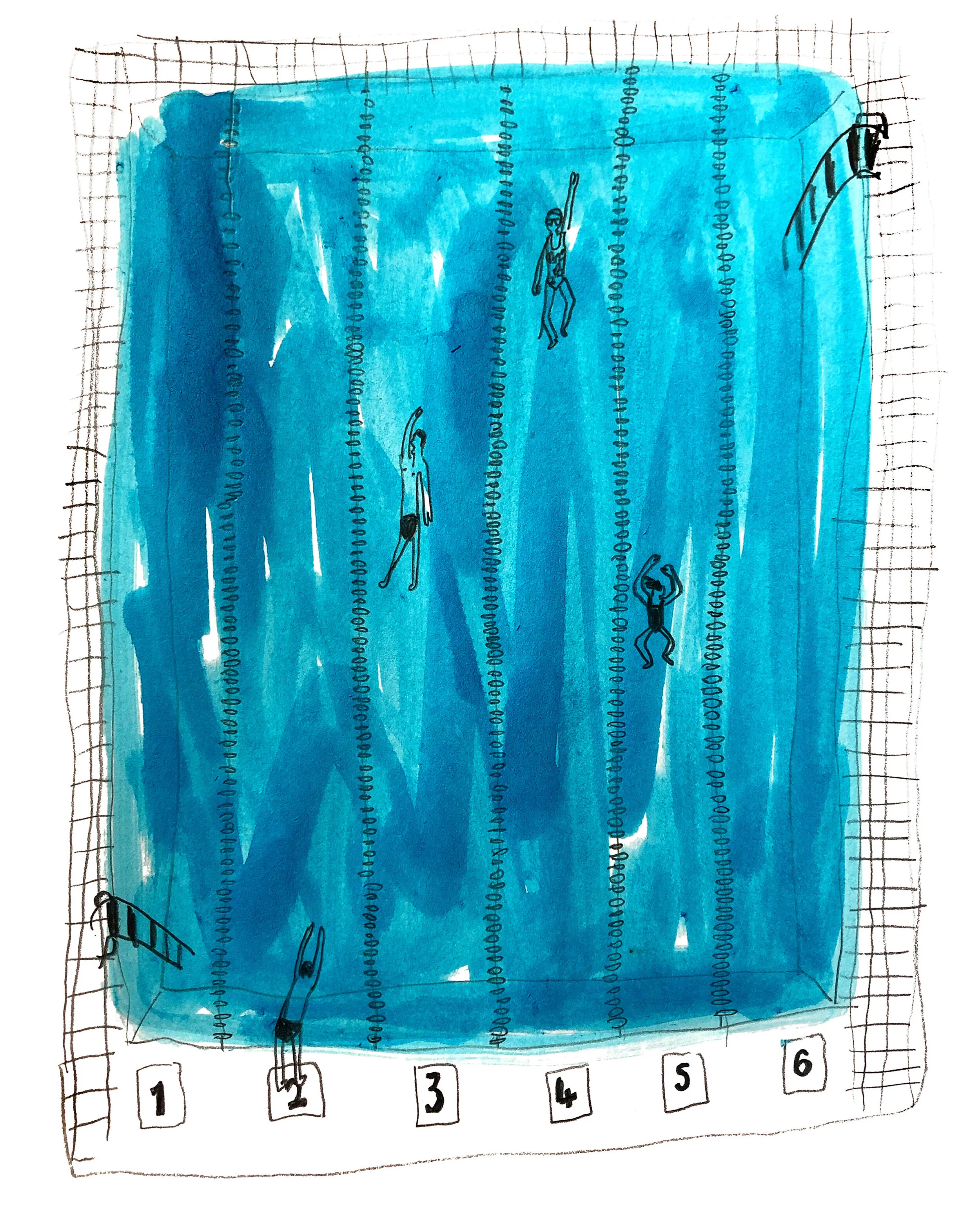 Drawing | Illustration | Swimming pool | Trudi Esberger