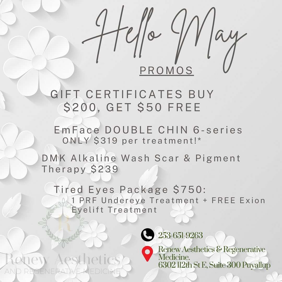Hello May…Hello Radiance!!!
…and we have a HUGE announcement for JUNE!!
๐ฃ๐ฃ๐ฃ๐ฃ๐ฃ
#renewpnw #exionface #emface #doublechin #tiredeyes #prp #prf #volumeboost #skinrejuvenation #cleanaesthetic #aestheticnurse #aestheticnursepractition