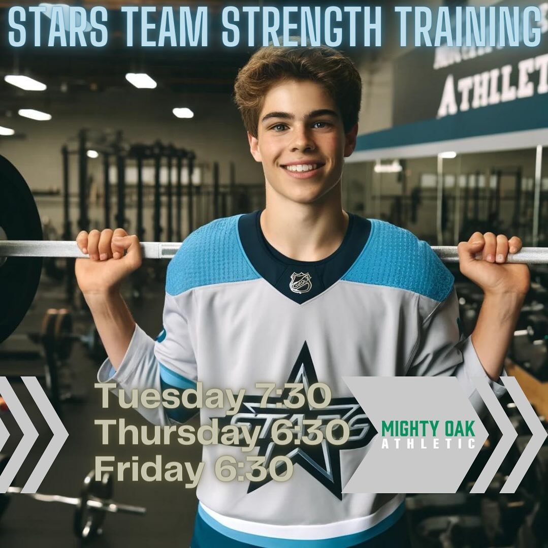 🌟🏒 @dupagestarshockey join Mighty Oak Athletic off-ice team strength training sessions and elevate your game!

📅 Sessions:

	&bull;	Tuesday at 7:30 PM
	&bull;	Thursday at 6:30 PM
	&bull;	Friday at 6:30 PM

📍 Reserve your spot here: https://calend