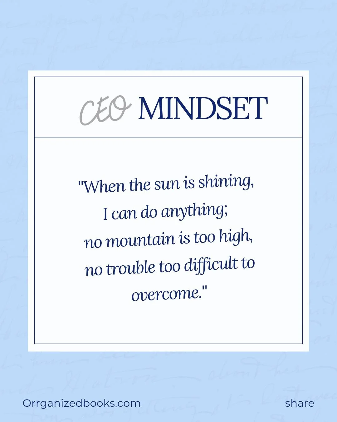 Building a business requires resilience, confidence, and the ability to keep moving forward even during difficult seasons.

Some days will test you.
Some days will motivate you.
But your mindset can shape how you handle both.

What&rsquo;s your favor