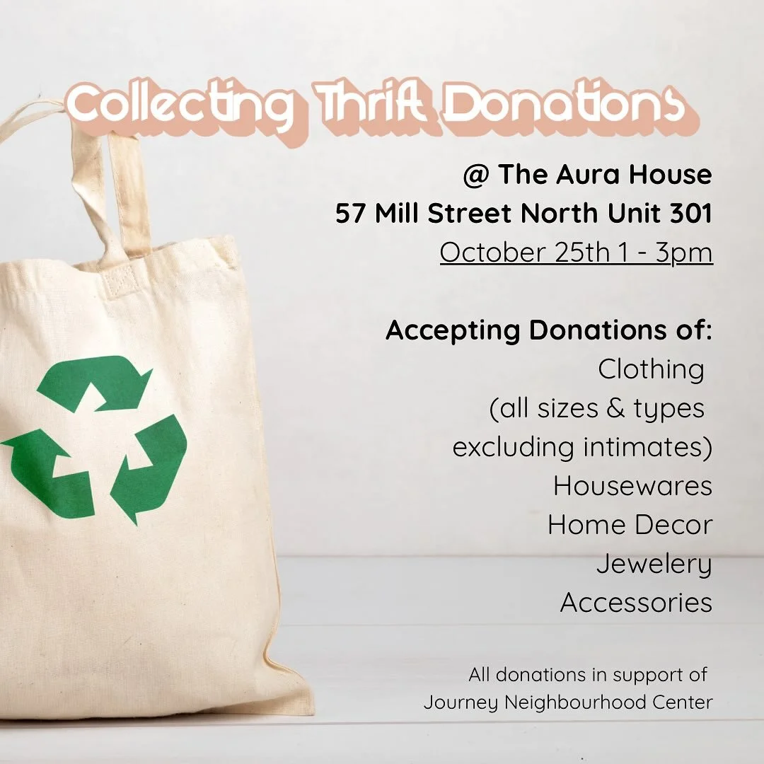 Friendly Thrifter Reminder 📣 we’re collecting Donations in-studio on Saturday, October 25th from 1 - 3 pm for our Pop Up Thrift Shop in partnership with @journeythriftbrampton happening on the 26th! ✨