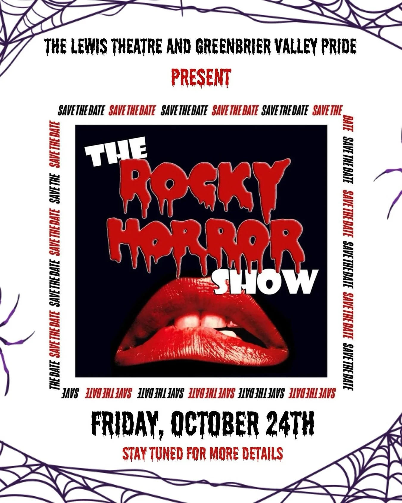 Join us at The Lewis Theatre on Friday, October 24th, for The Rocky Horror Show! For those who did not attend last year, this will be a fun night of laughs and spooks completed with a shadow cast, acting out each scene below on stage! 🕷️👻🎃

Also, 