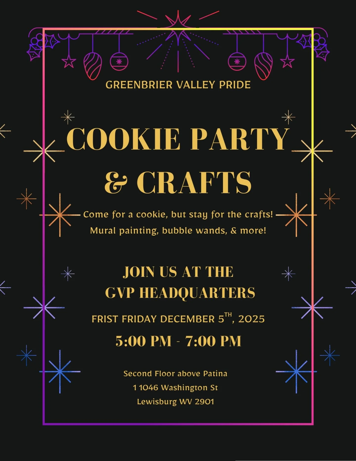 Join us this Friday from 5pm-7pm for a craft night and cookie exchange! Bring your favorite cookies and enjoy a wonderful evening at the GVP Headquarters. See you there! ❄️🍪⭐️🌈