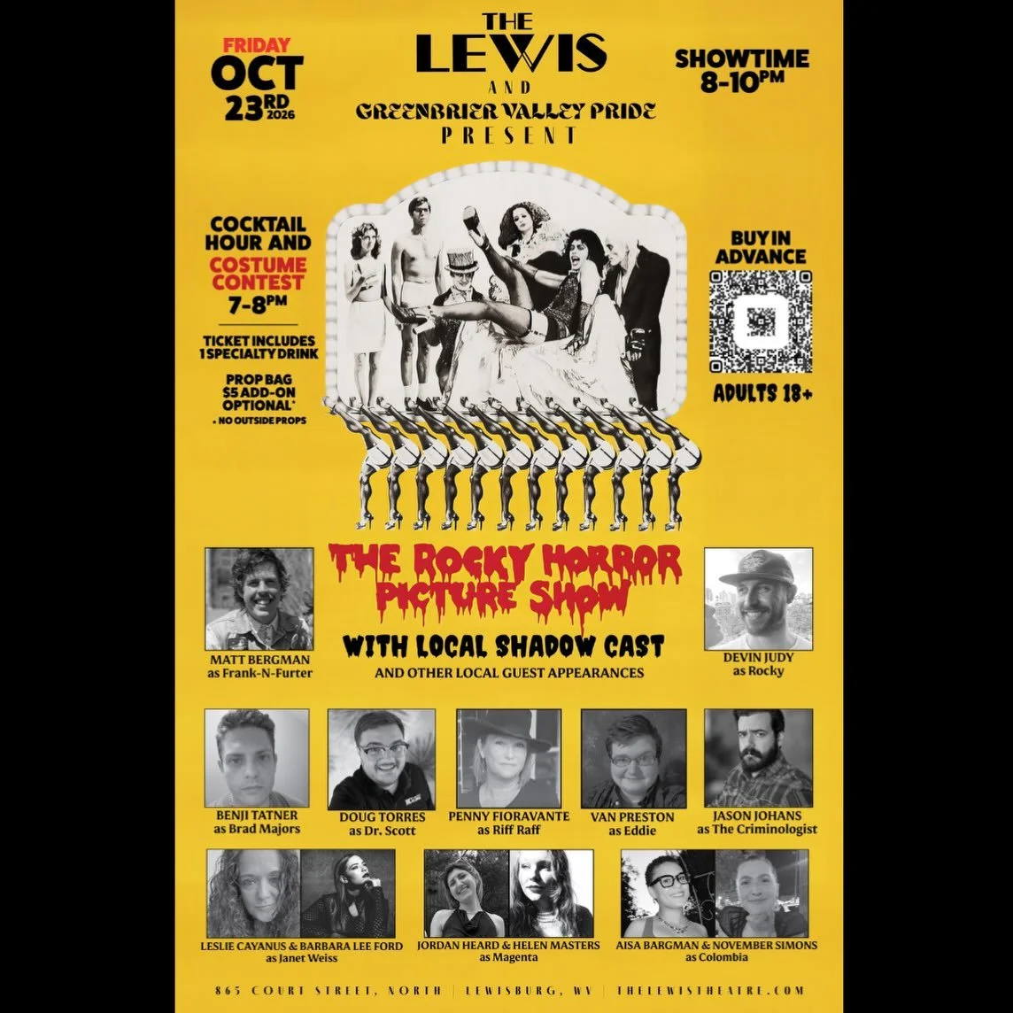 DON&rsquo;T MISS ROCKY HORROR @ THE LEWIS 🥰🍿👠✨🖤🌀🫦🌟

Let&rsquo;s do the Time Warp again!! We&rsquo;re thrilled to work with our friends at @thelewistheatre and be apart of this amazing, iconic production in downtown Lewisburg, WV! 

Tickets are