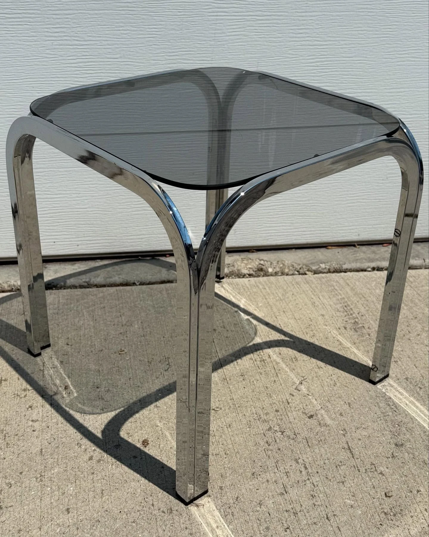 1970s Mid-Century Modern Chrome and Smoked Glass Side Table